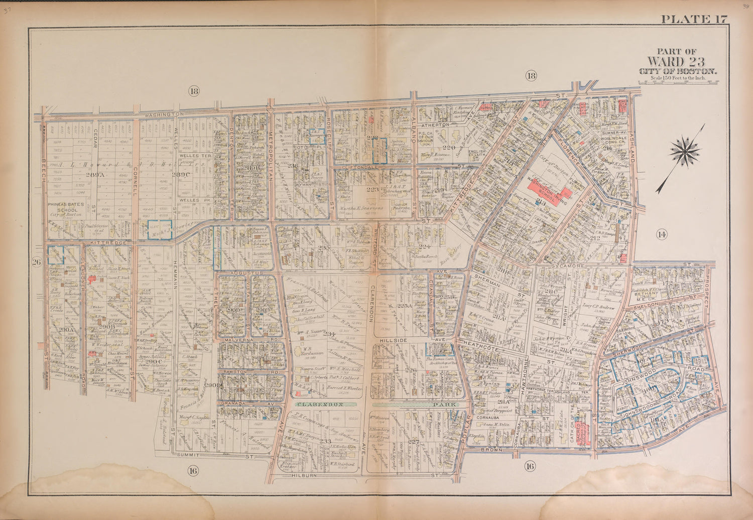 This old map of Boston, Massachusetts, , West Roxbury, West Roxbury (Boston) was created by Bromley, George Washington|Bromley, Walter Scott|G.W. Bromley &amp; Co in 1924