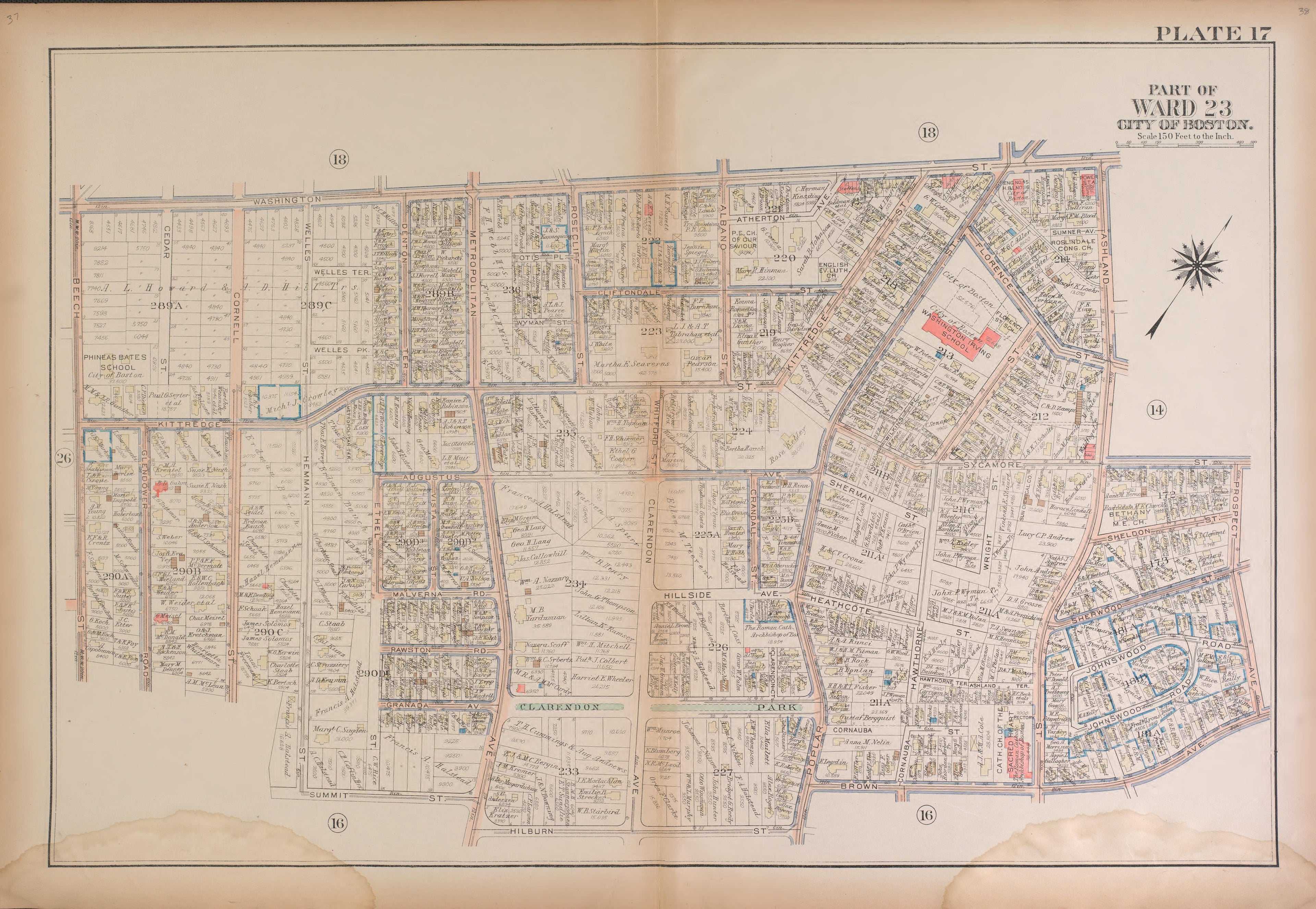 This old map of Boston, Massachusetts, , West Roxbury, West Roxbury (Boston) was created by Bromley, George Washington|Bromley, Walter Scott|G.W. Bromley &amp; Co in 1924