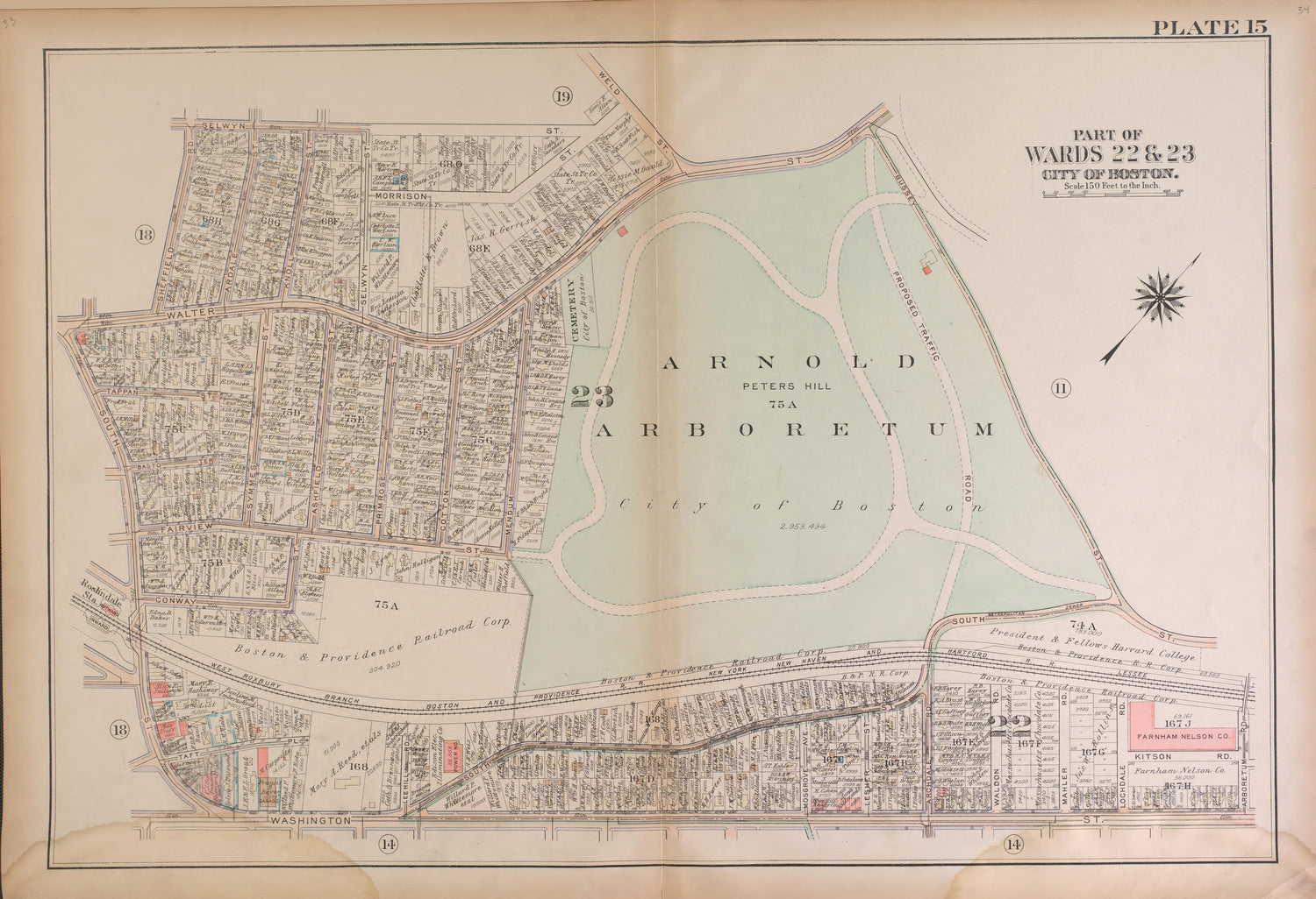 This old map of Boston, Massachusetts, , West Roxbury, West Roxbury (Boston) was created by Bromley, George Washington|Bromley, Walter Scott|G.W. Bromley &amp; Co in 1924