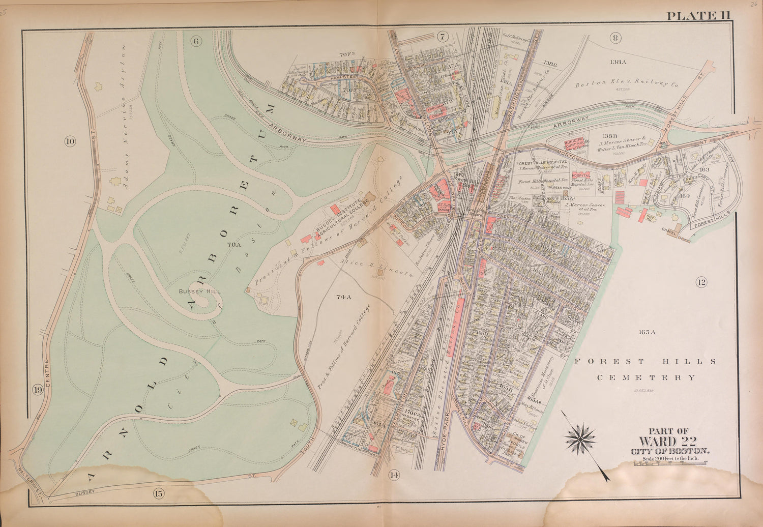 This old map of Boston, Massachusetts, , West Roxbury, West Roxbury (Boston) was created by Bromley, George Washington|Bromley, Walter Scott|G.W. Bromley &amp; Co in 1924