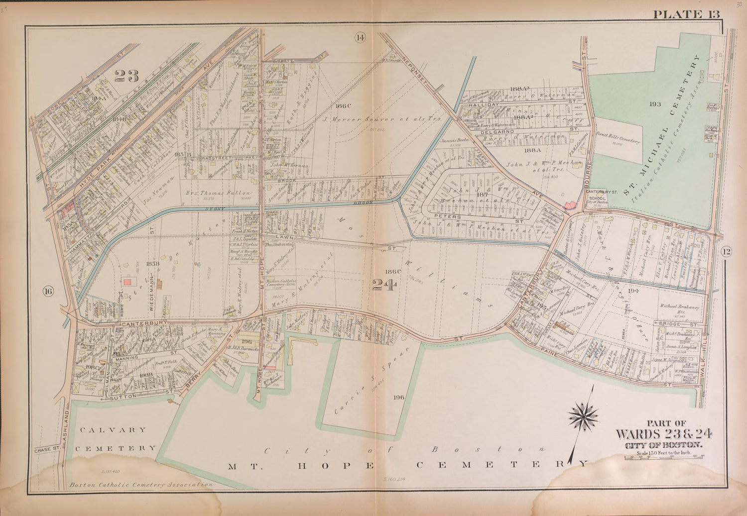 This old map of Boston, Massachusetts, , West Roxbury, West Roxbury (Boston) was created by Bromley, George Washington|Bromley, Walter Scott|G.W. Bromley &amp; Co in 1924