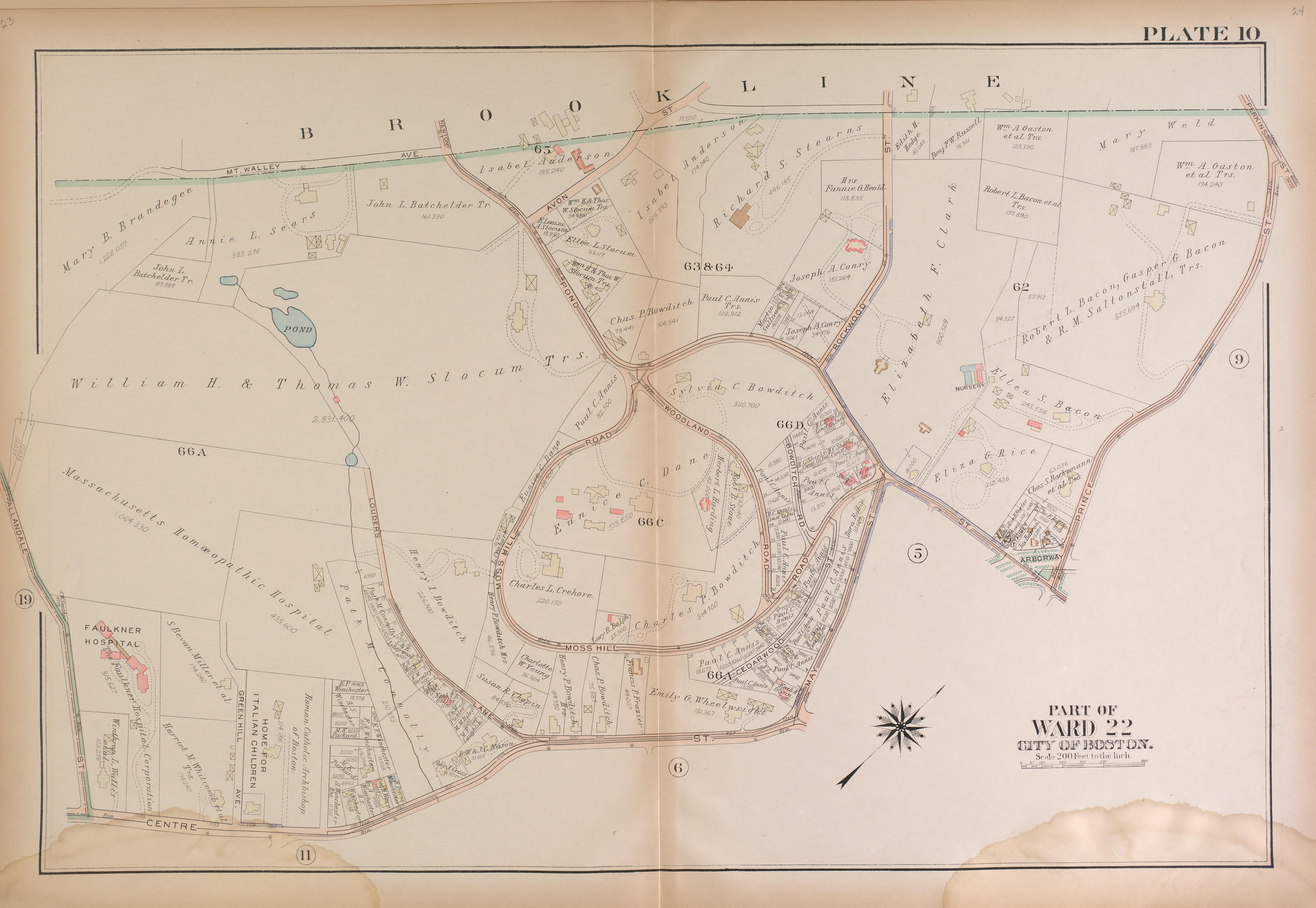This old map of Boston, Massachusetts, , West Roxbury, West Roxbury (Boston) was created by Bromley, George Washington|Bromley, Walter Scott|G.W. Bromley &amp; Co in 1924