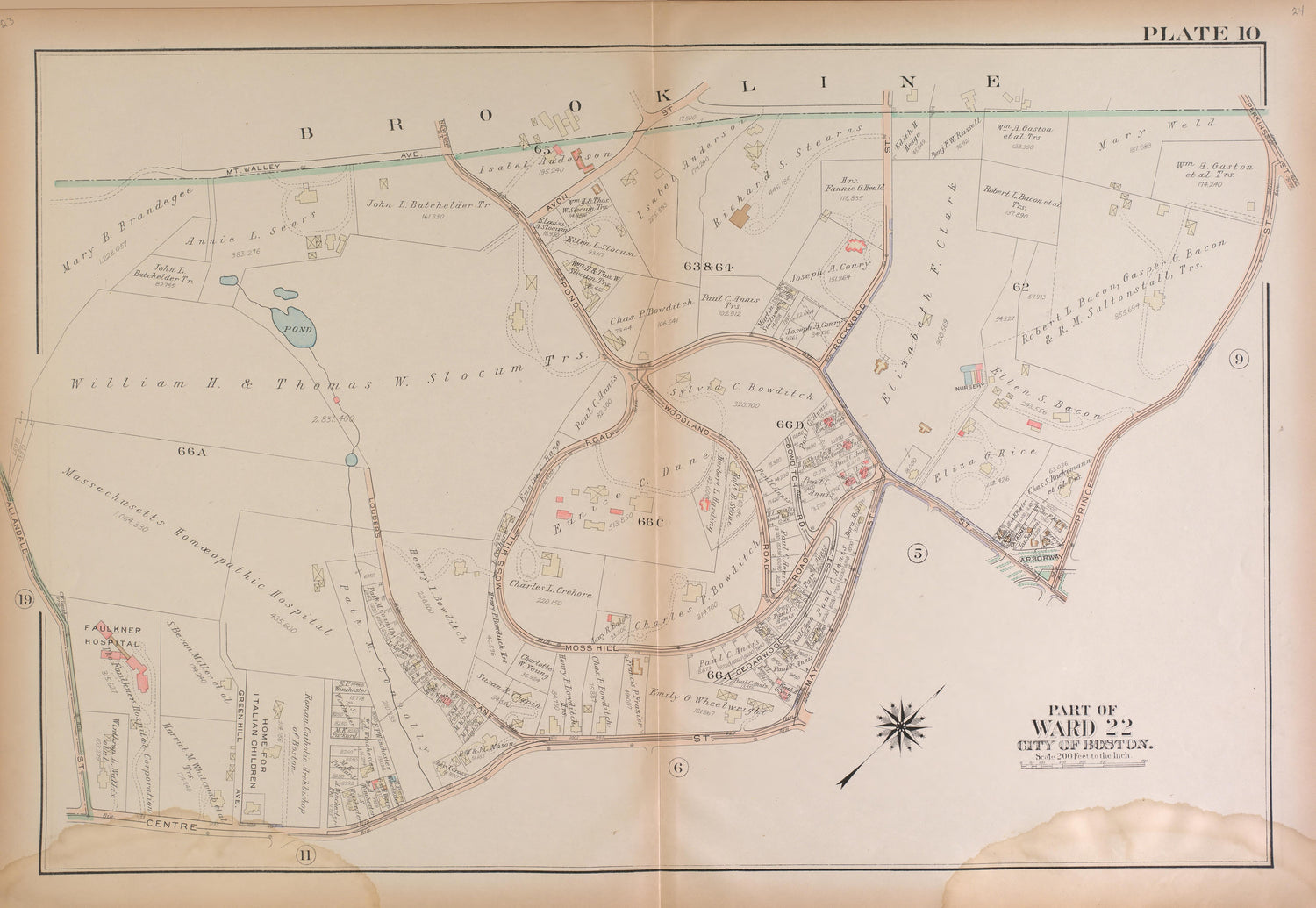 This old map of Boston, Massachusetts, , West Roxbury, West Roxbury (Boston) was created by Bromley, George Washington|Bromley, Walter Scott|G.W. Bromley &amp; Co in 1924