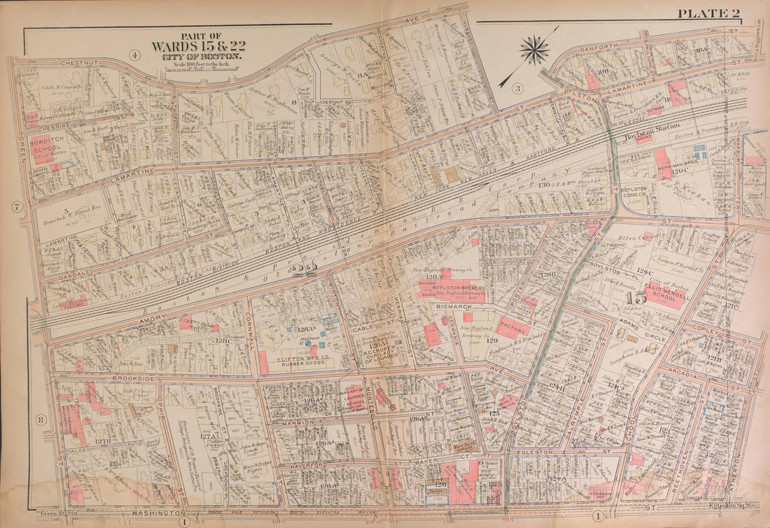 This old map of Boston, Massachusetts, , West Roxbury, West Roxbury (Boston) was created by Bromley, George Washington|Bromley, Walter Scott|G.W. Bromley &amp; Co in 1924
