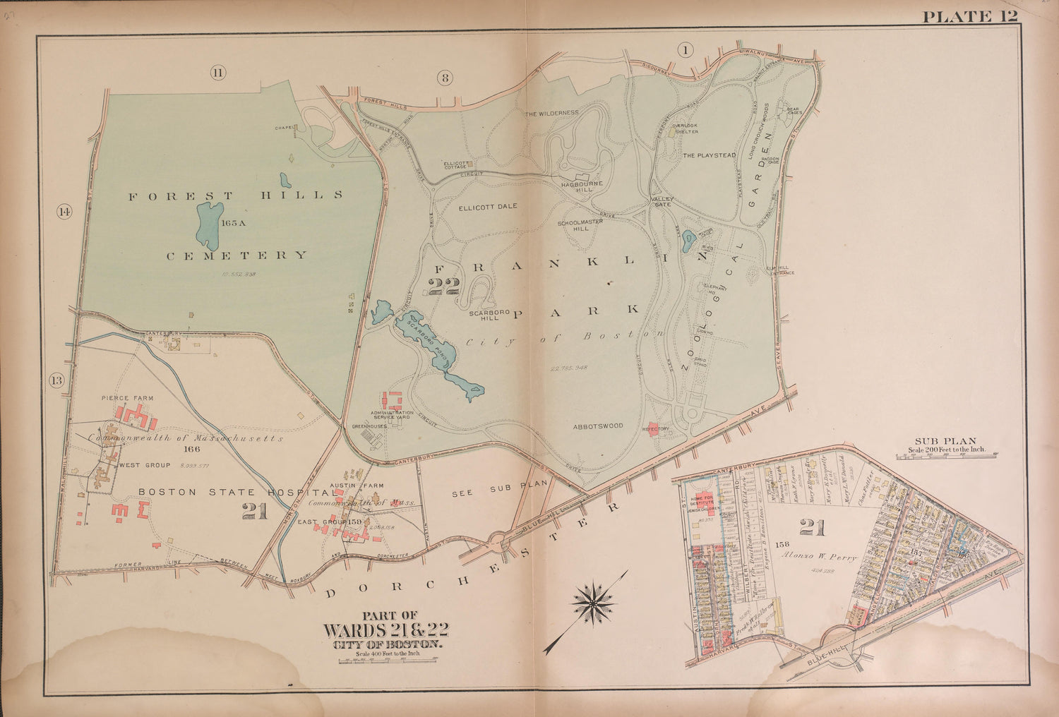 This old map of Boston, Massachusetts, , West Roxbury, West Roxbury (Boston) was created by Bromley, George Washington|Bromley, Walter Scott|G.W. Bromley &amp; Co in 1924