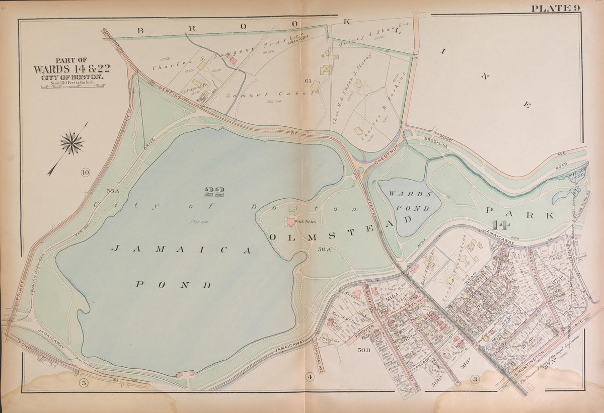 Boston, Wards 14 and 22 from Atlas of the City of Boston, West Roxbury : from Actual Surveys and Official Plans 1924 by Relic Map Company