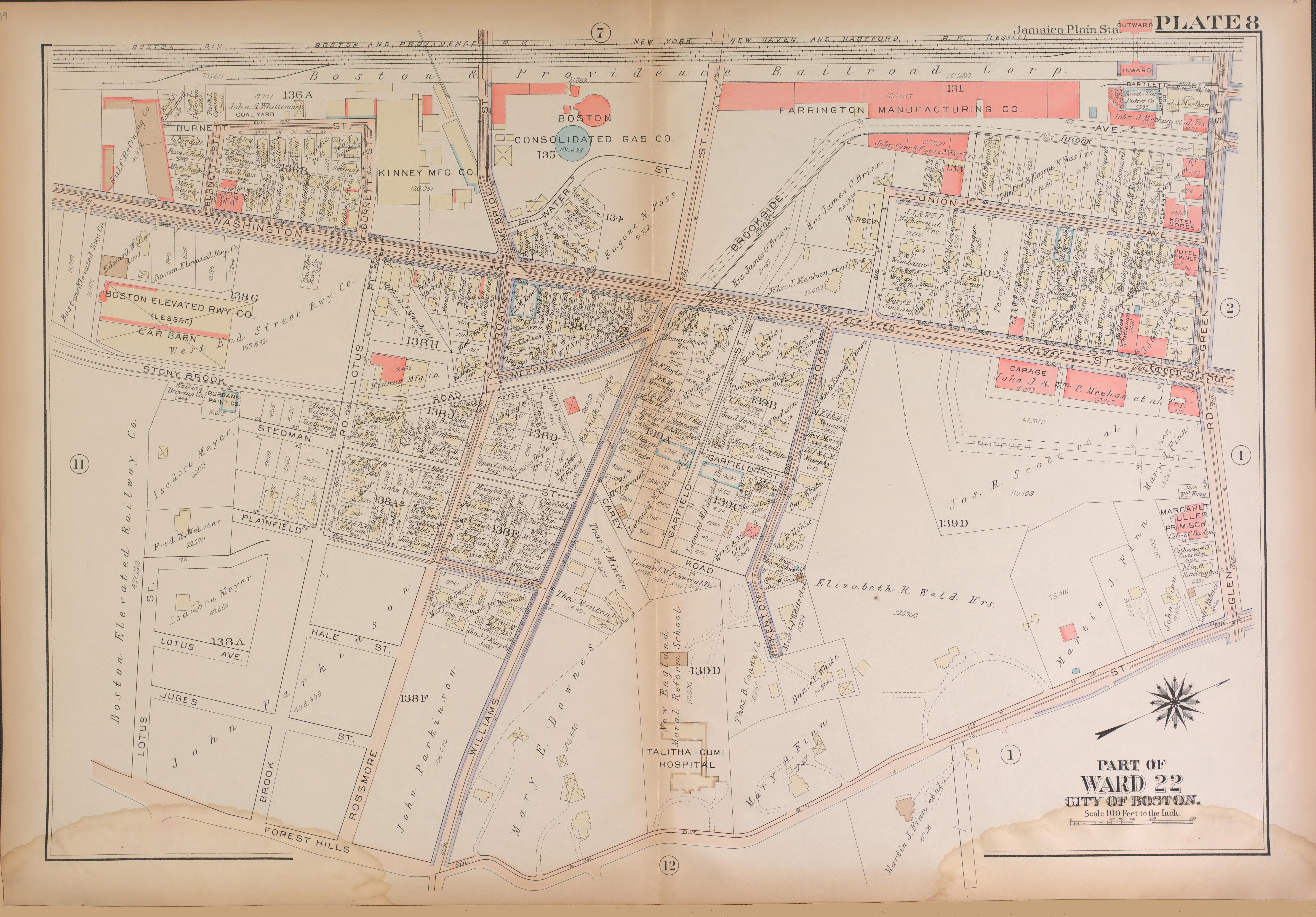 This old map of Boston, Massachusetts, , West Roxbury, West Roxbury (Boston) was created by Bromley, George Washington|Bromley, Walter Scott|G.W. Bromley &amp; Co in 1924