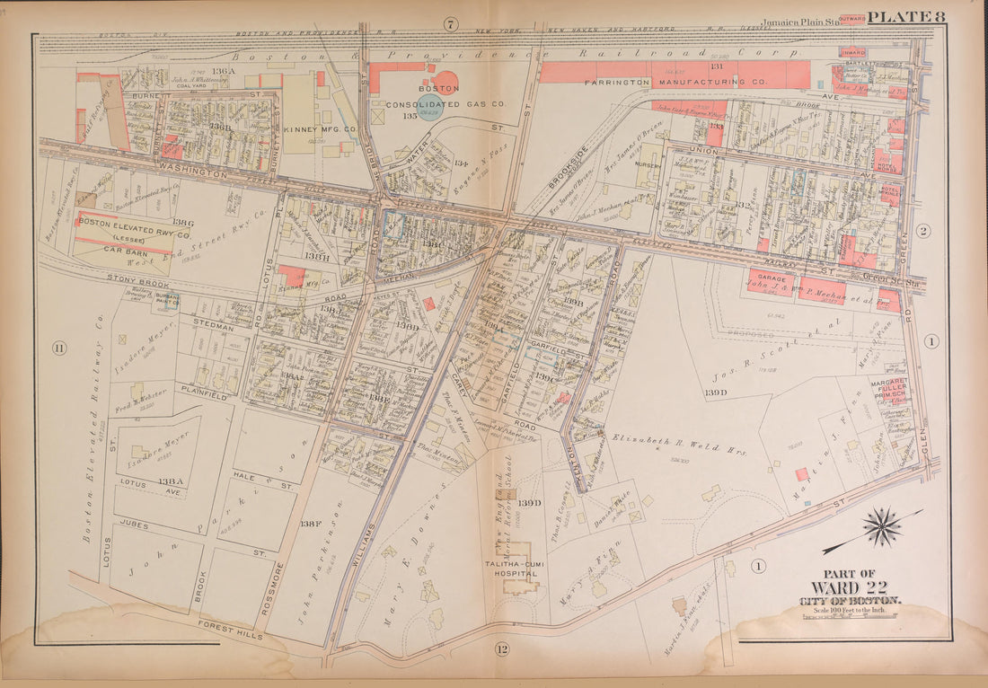 This old map of Boston, Massachusetts, , West Roxbury, West Roxbury (Boston) was created by Bromley, George Washington|Bromley, Walter Scott|G.W. Bromley &amp; Co in 1924