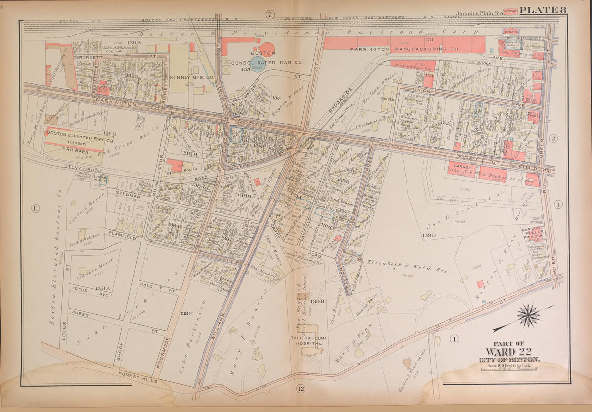Boston, Ward 22--continued from Atlas of the City of Boston, West Roxbury : from Actual Surveys and Official Plans 1924 by Relic Map Company