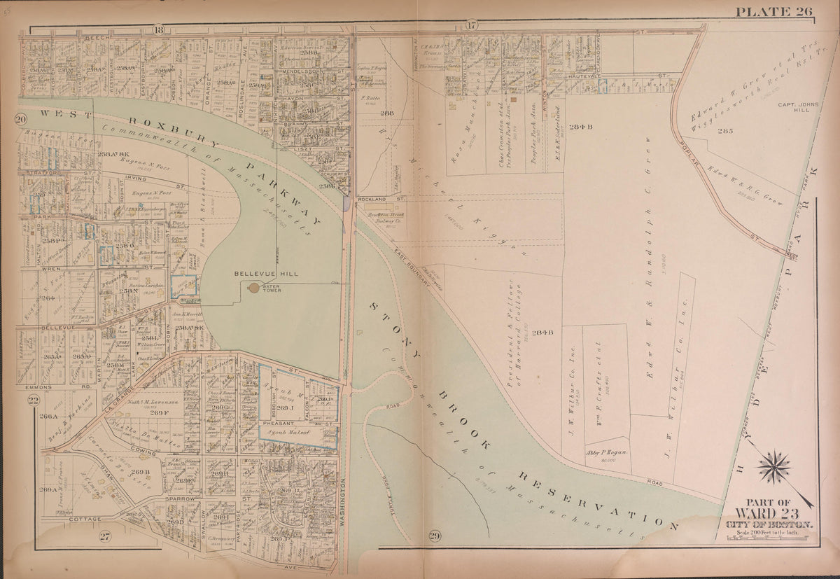 Boston, Ward 23--continued from Atlas of the City of Boston, West Roxbury : from Actual Surveys and Official Plans 1924 by Relic Map Company