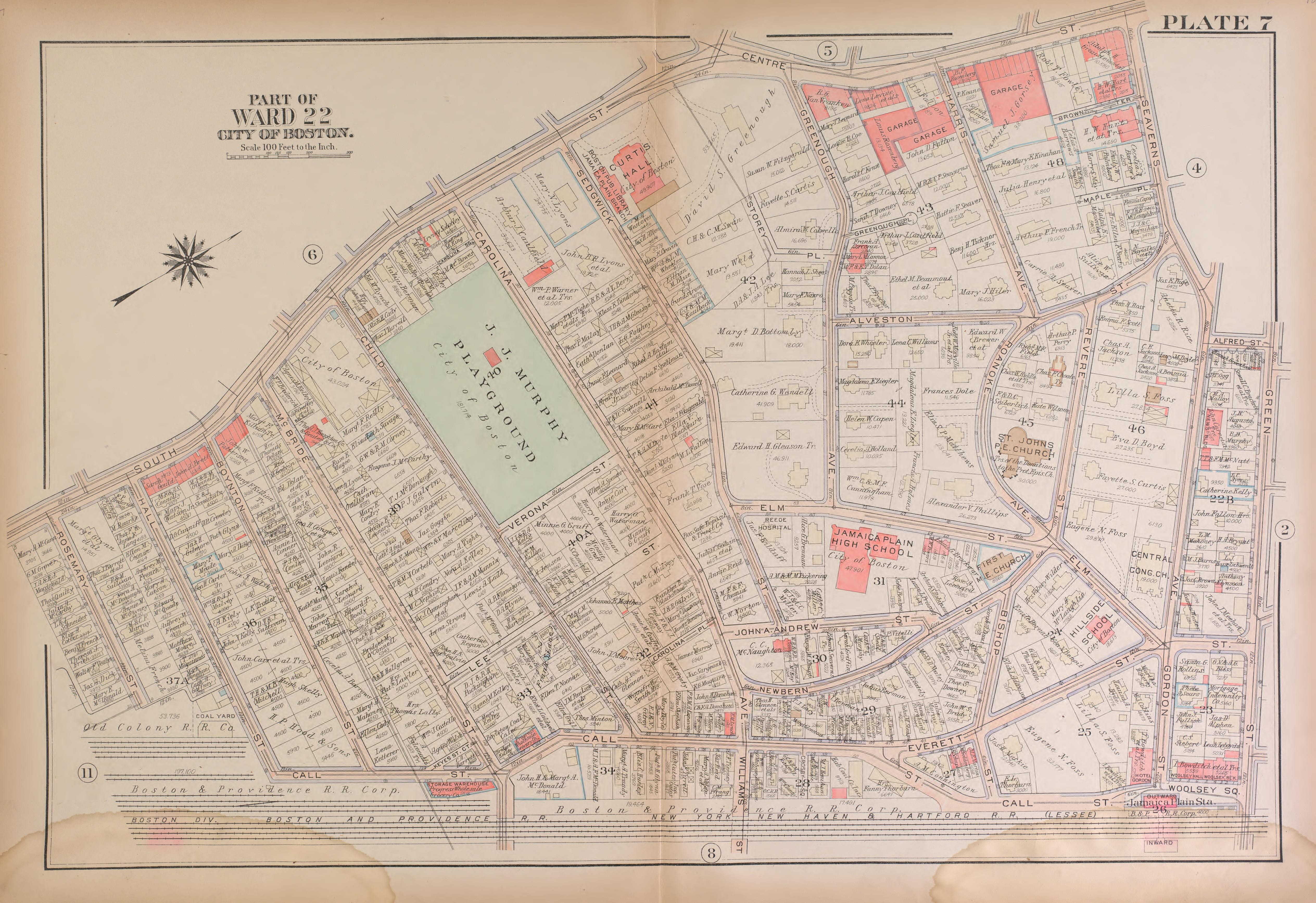 This old map of Boston, Massachusetts, , West Roxbury, West Roxbury (Boston) was created by Bromley, George Washington|Bromley, Walter Scott|G.W. Bromley &amp; Co in 1924