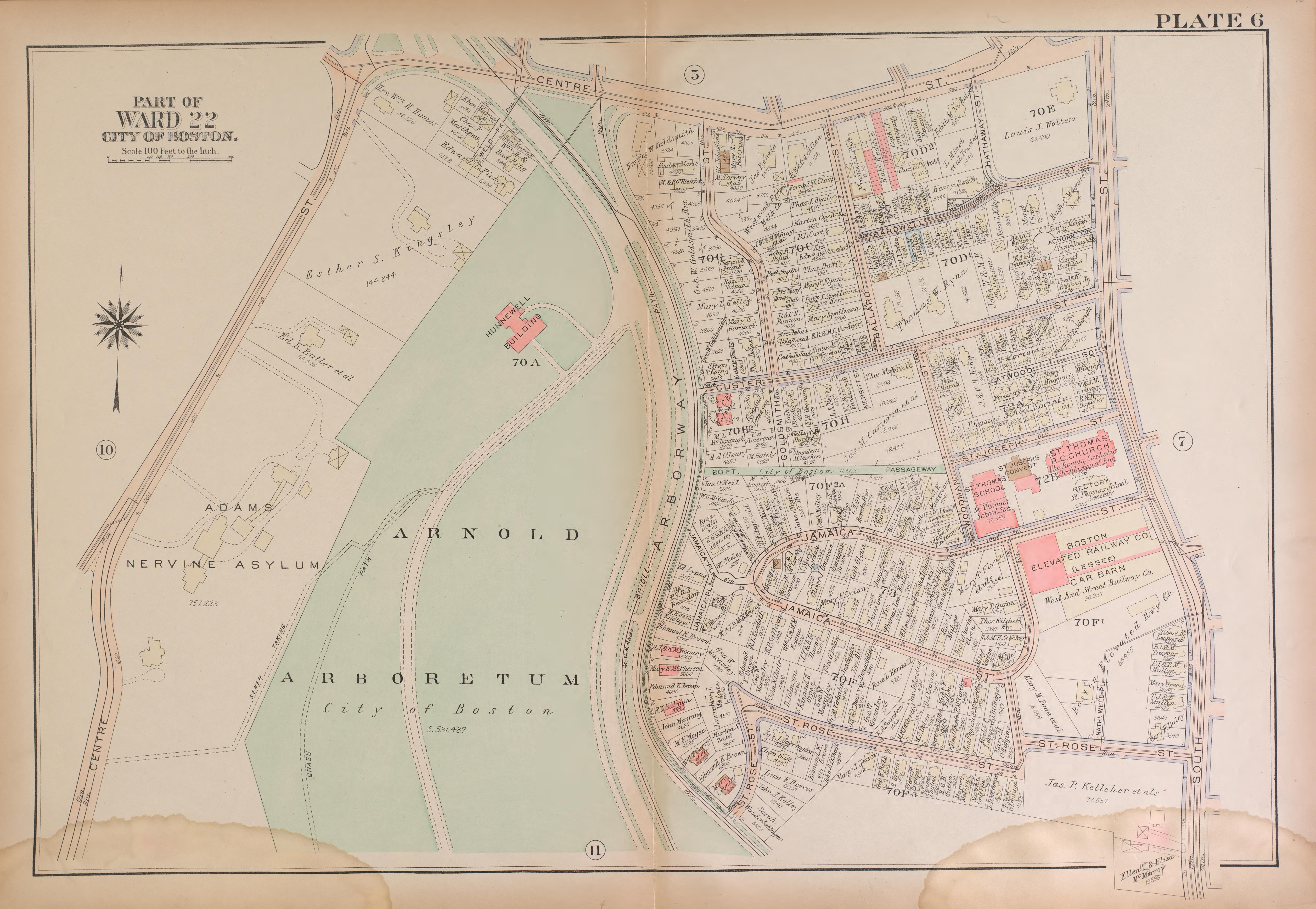 This old map of Boston, Massachusetts, , West Roxbury, West Roxbury (Boston) was created by Bromley, George Washington|Bromley, Walter Scott|G.W. Bromley &amp; Co in 1924