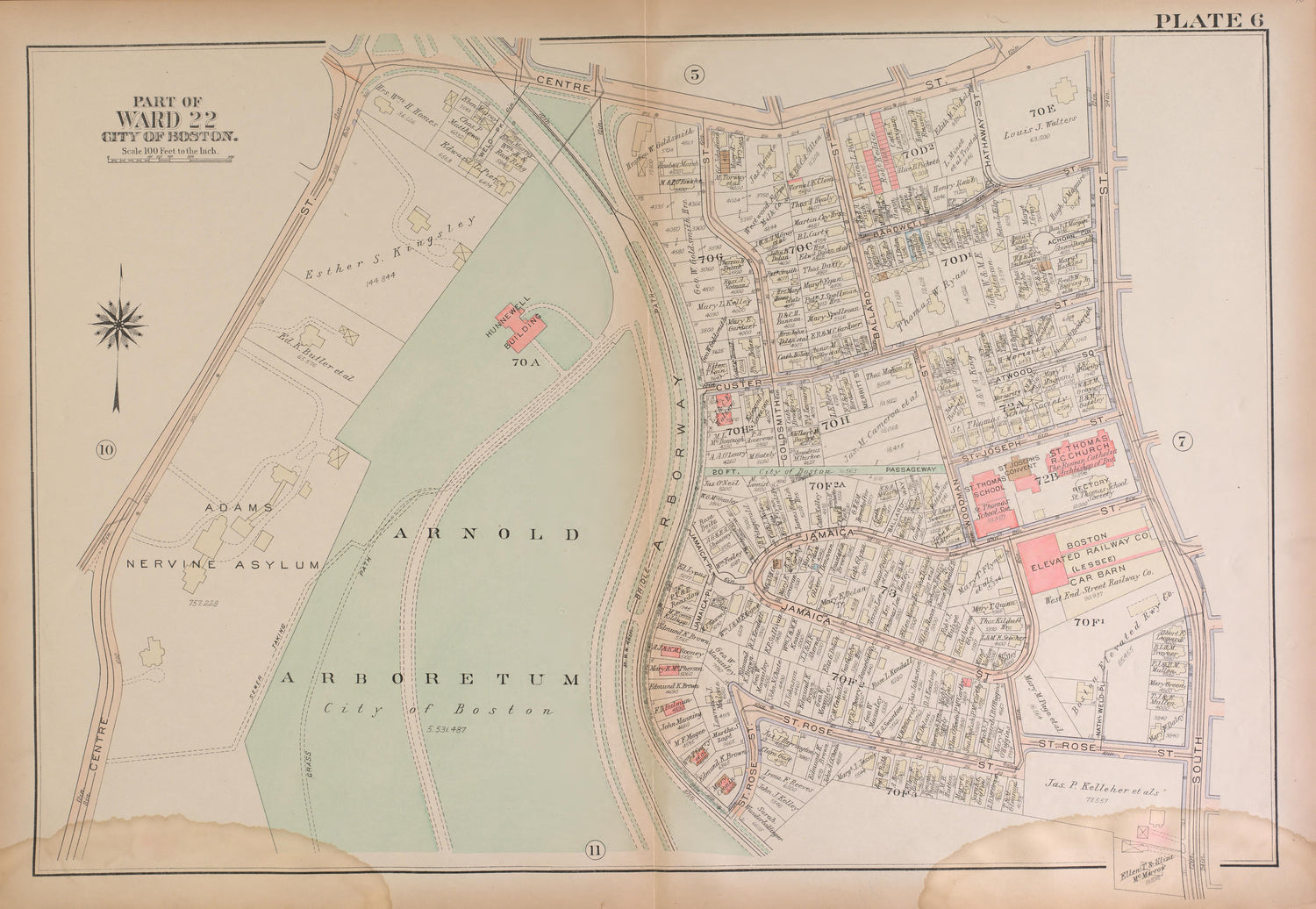 This old map of Boston, Massachusetts, , West Roxbury, West Roxbury (Boston) was created by Bromley, George Washington|Bromley, Walter Scott|G.W. Bromley &amp; Co in 1924