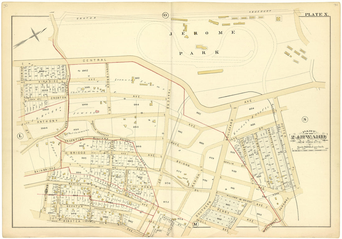 Part of the 24th Ward New York City - Plate N from Atlas of the 24th Ward, City of New York : from Actual Surveys and Official Records 1882 by Relic Map Company