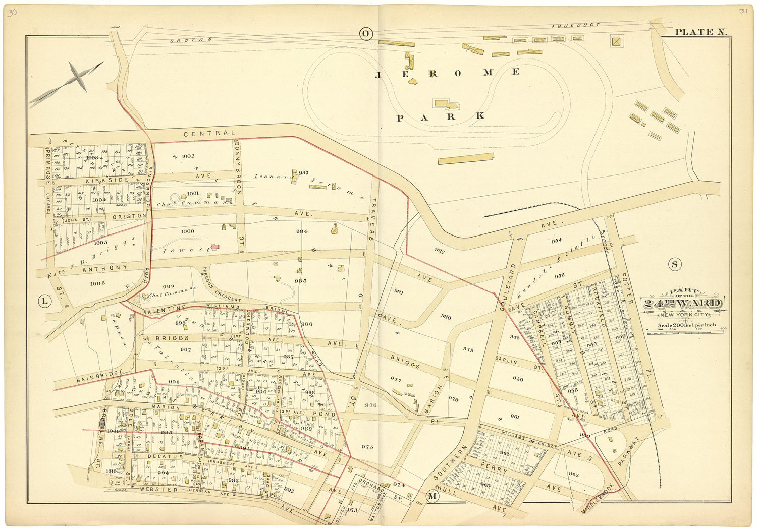 Part of the 24th Ward New York City - Plate N from Atlas of the 24th Ward, City of New York : from Actual Surveys and Official Records 1882 by Relic Map Company
