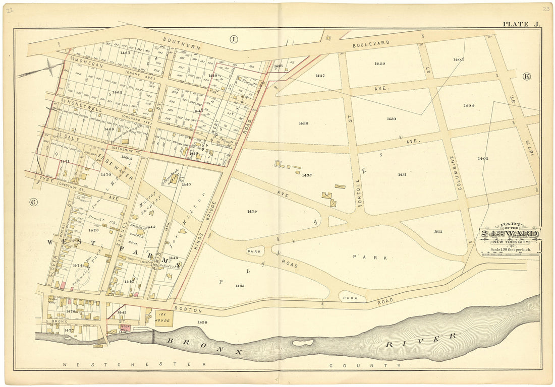 Part of the 24th Ward New York City - Plate J from Atlas of the 24th Ward, City of New York : from Actual Surveys and Official Records 1882 by Relic Map Company