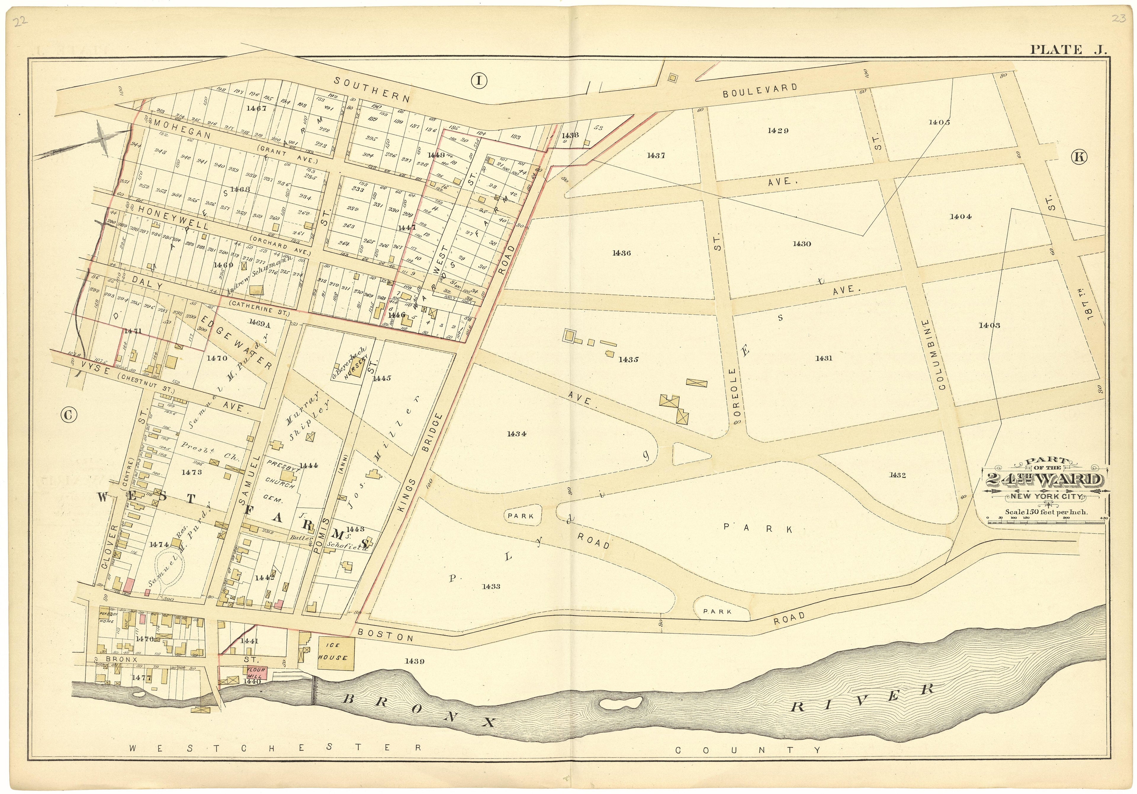 Part of the 24th Ward New York City - Plate J from Atlas of the 24th Ward, City of New York : from Actual Surveys and Official Records 1882 by Relic Map Company