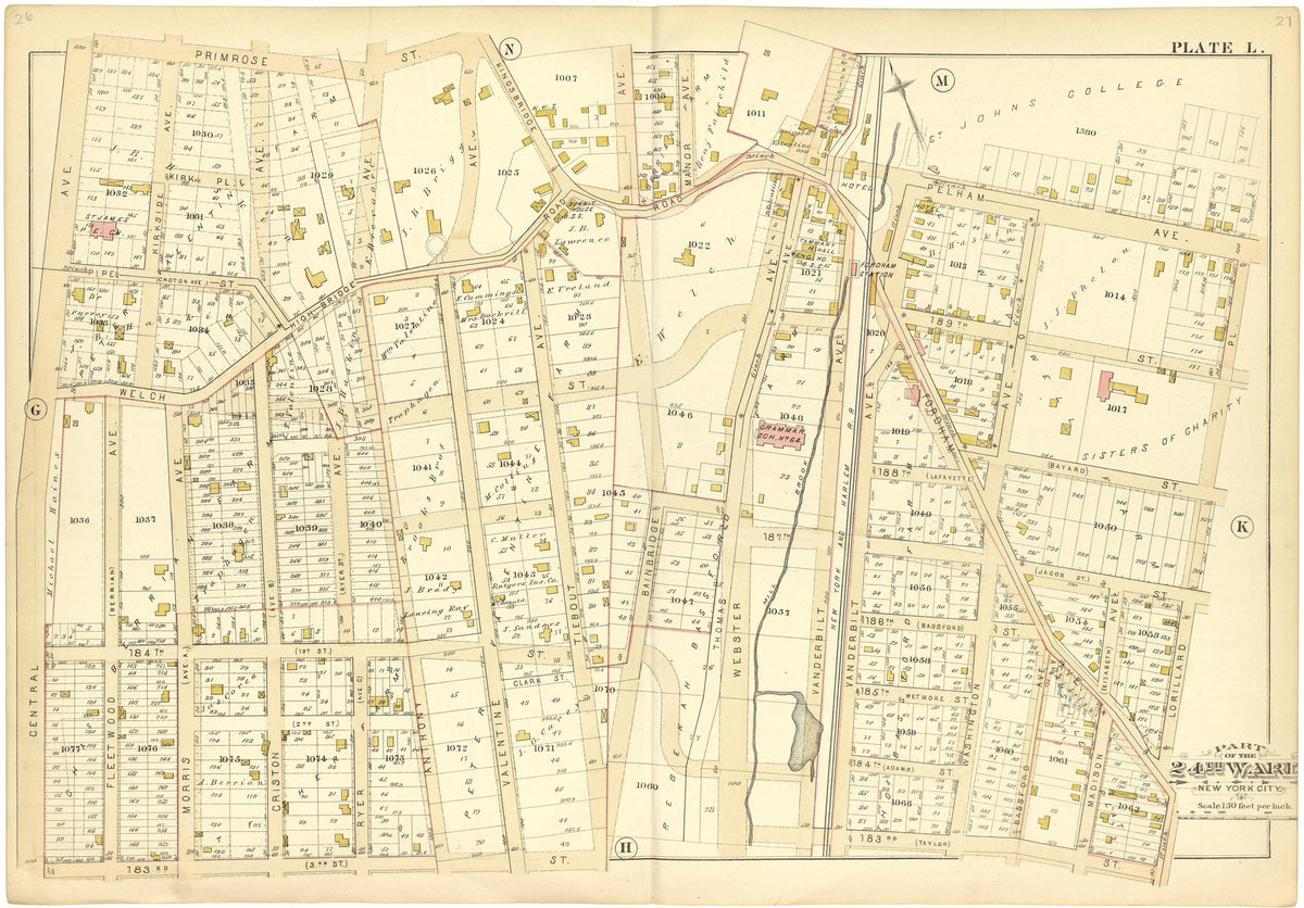 Part of the 24th Ward New York City - Plate L from Atlas of the 24th Ward, City of New York : from Actual Surveys and Official Records 1882 by Relic Map Company