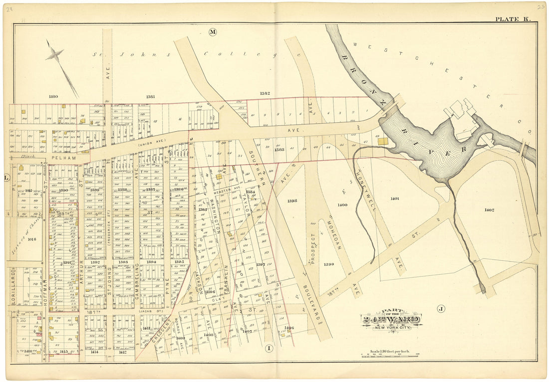 Part of the 24th Ward New York City - Plate K from Atlas of the 24th Ward, City of New York : from Actual Surveys and Official Records 1882 by Relic Map Company