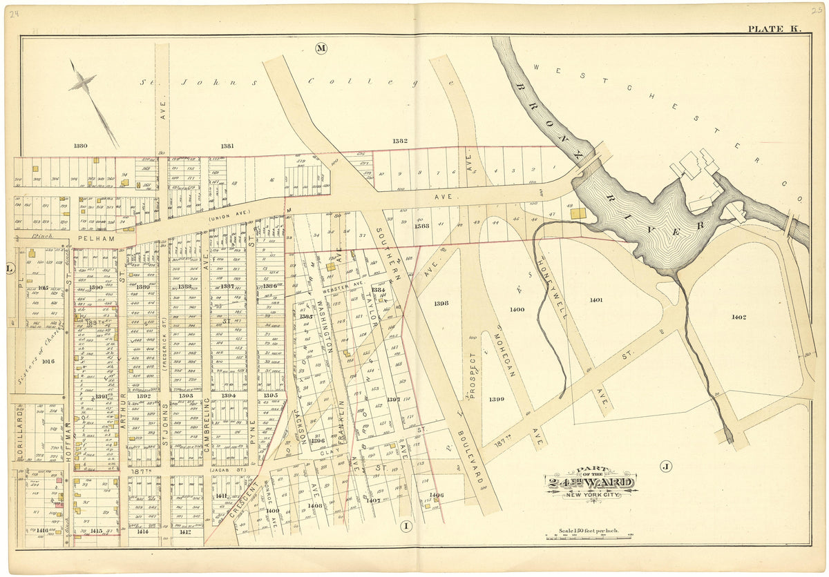 Part of the 24th Ward New York City - Plate K from Atlas of the 24th Ward, City of New York : from Actual Surveys and Official Records 1882 by Relic Map Company