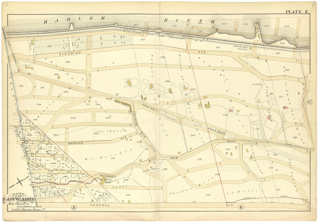 Part of the 24th Ward New York City - Plate F from Atlas of the 24th Ward, City of New York : from Actual Surveys and Official Records 1882 by Relic Map Company