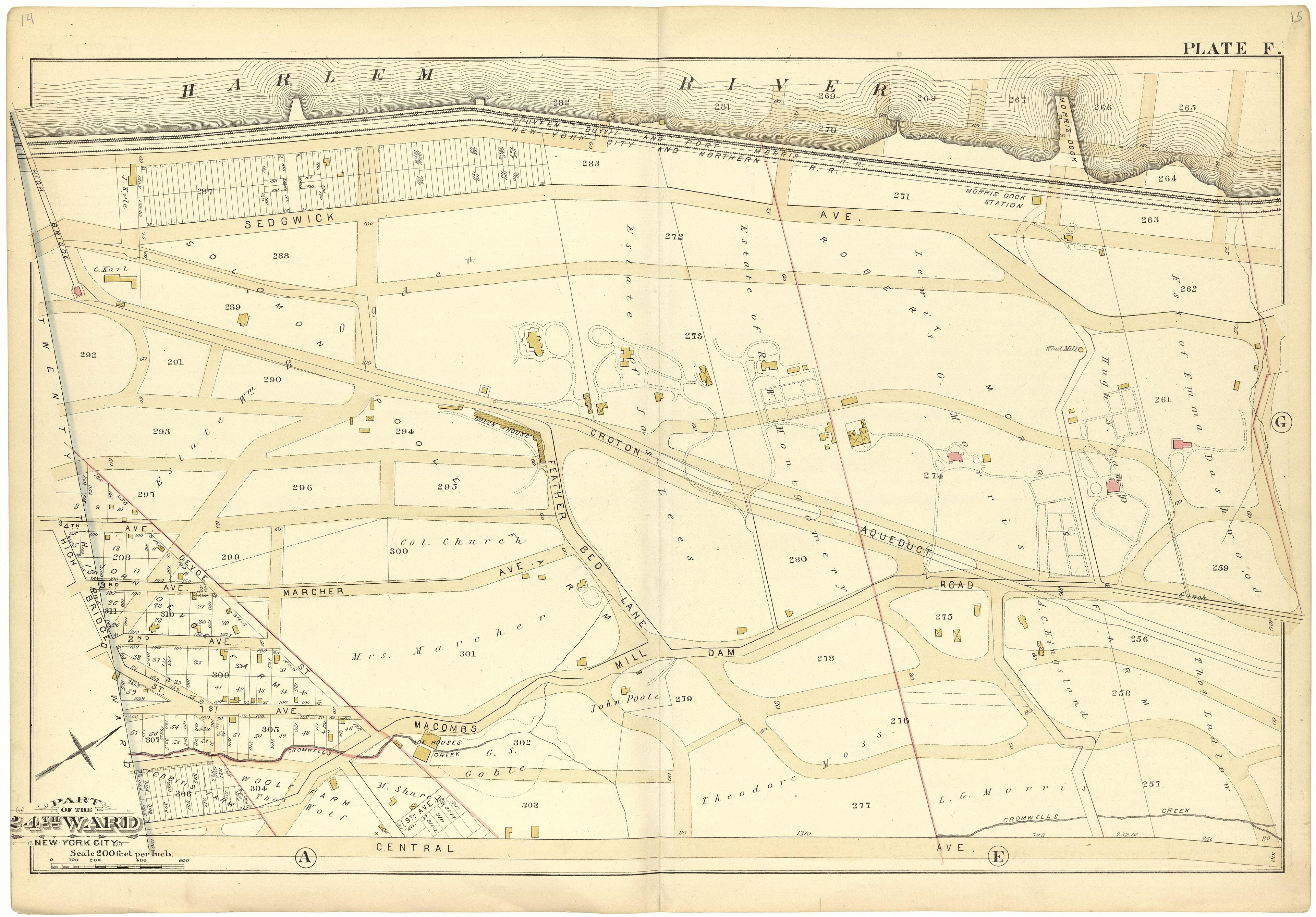 Part of the 24th Ward New York City - Plate F from Atlas of the 24th Ward, City of New York : from Actual Surveys and Official Records 1882 by Relic Map Company