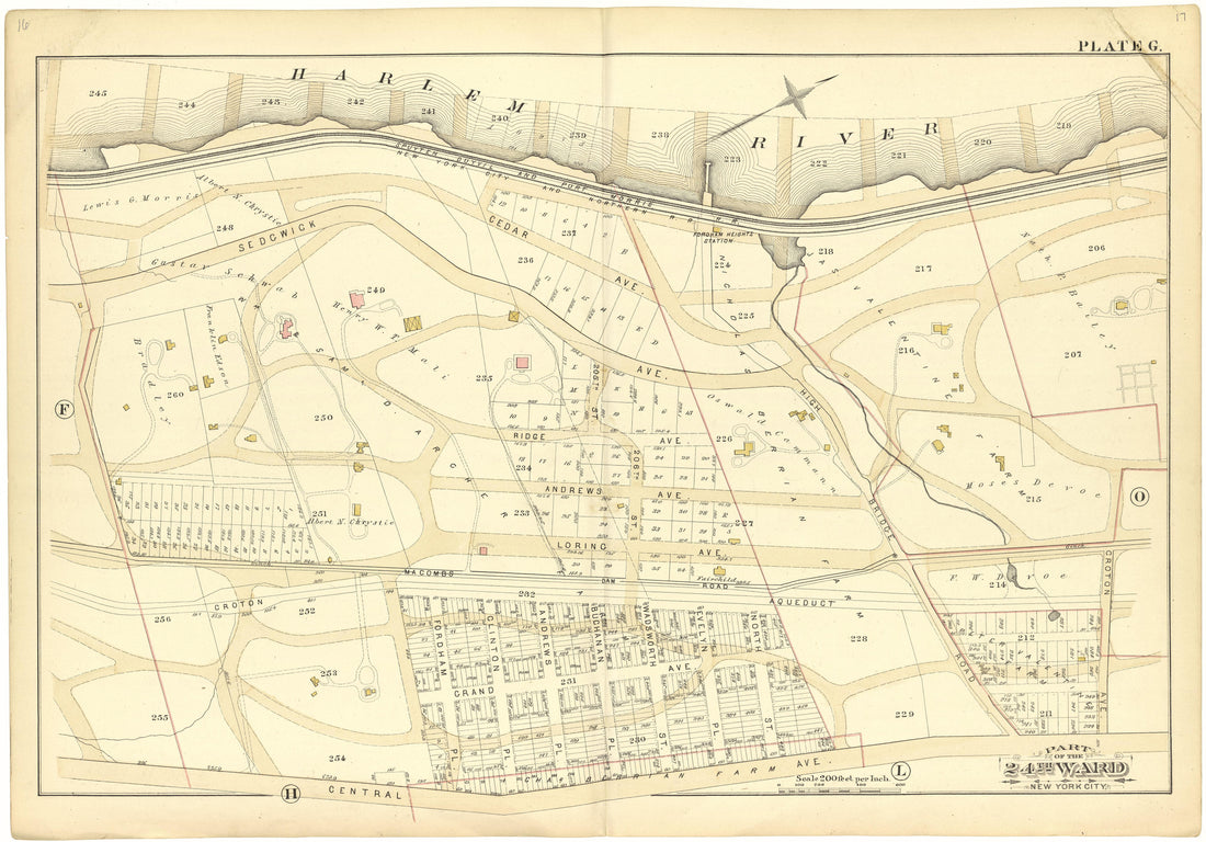 Part of the 24th Ward New York City - Plate G from Atlas of the 24th Ward, City of New York : from Actual Surveys and Official Records 1882 by Relic Map Company