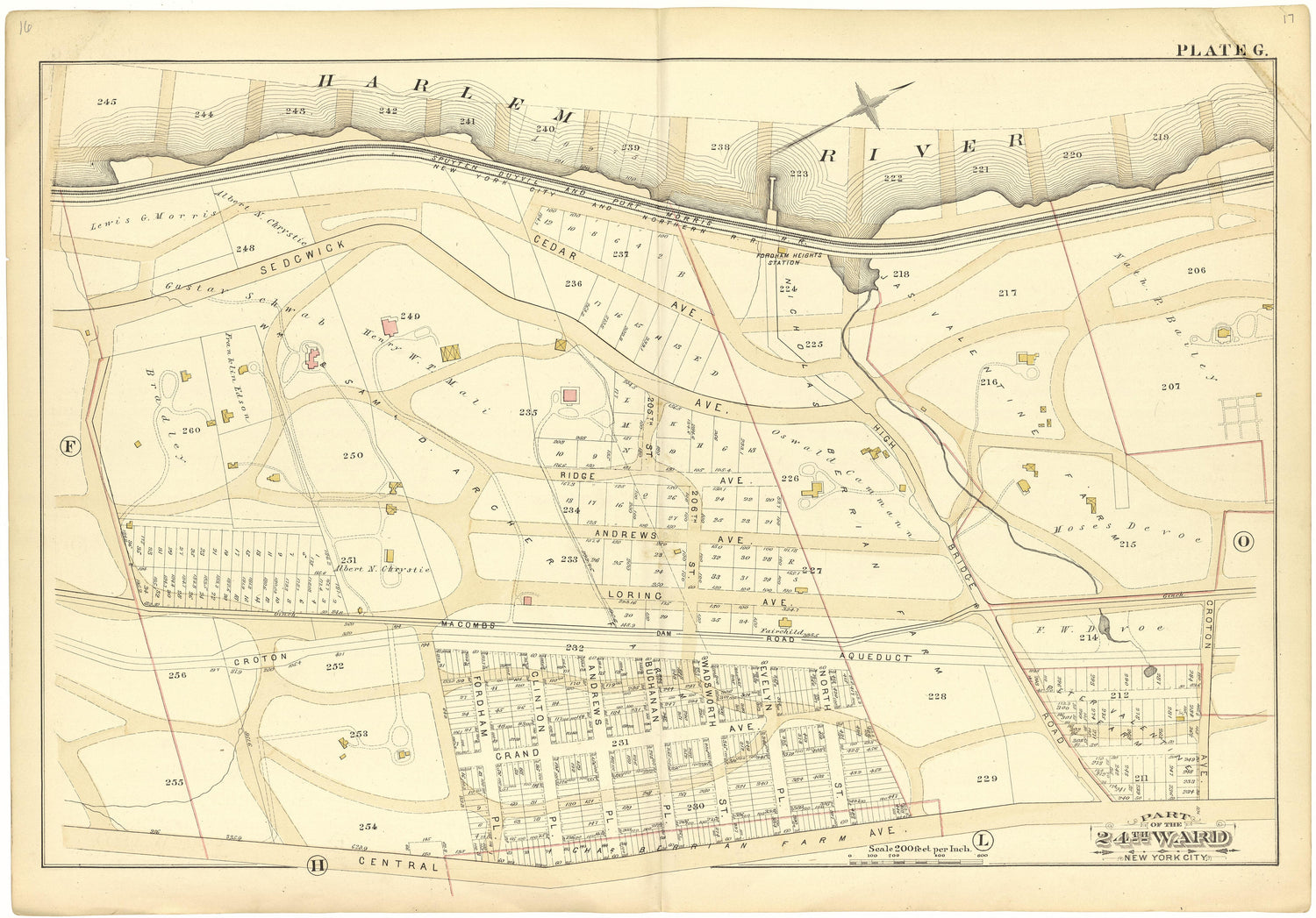 Part of the 24th Ward New York City - Plate G from Atlas of the 24th Ward, City of New York : from Actual Surveys and Official Records 1882 by Relic Map Company