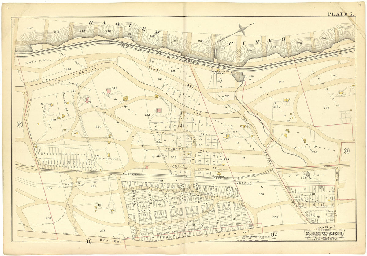 Part of the 24th Ward New York City - Plate G from Atlas of the 24th Ward, City of New York : from Actual Surveys and Official Records 1882 by Relic Map Company