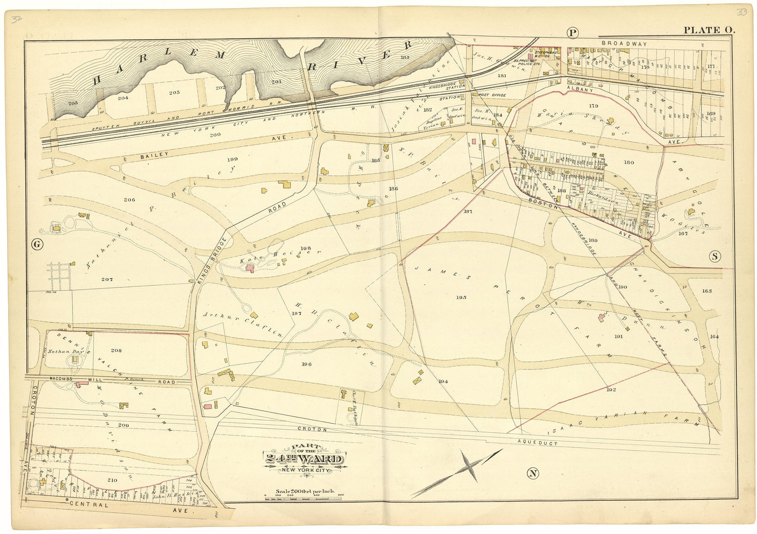 Part of the 24th Ward New York City - Plate O from Atlas of the 24th Ward, City of New York : from Actual Surveys and Official Records 1882 by Relic Map Company