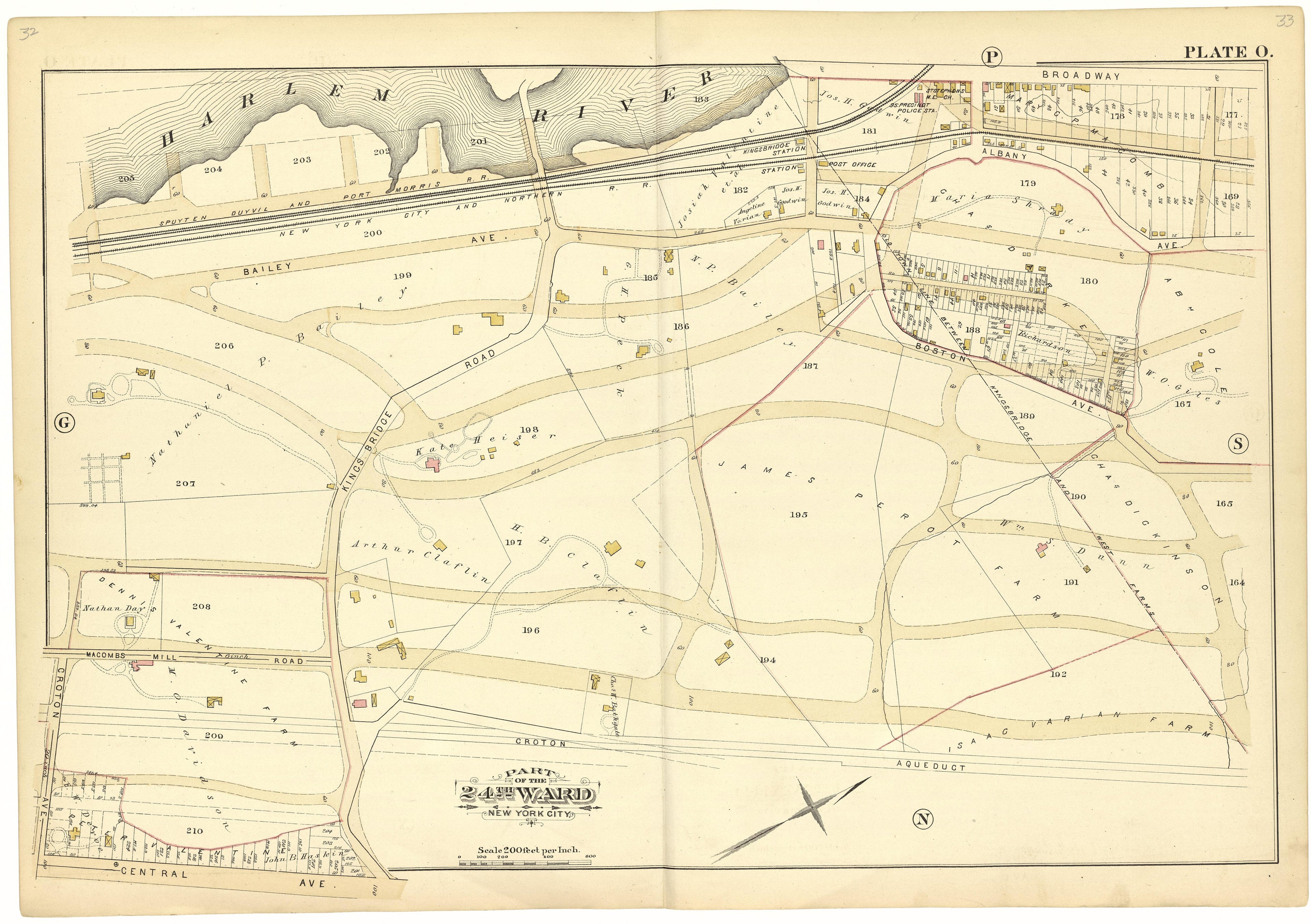 Part of the 24th Ward New York City - Plate O from Atlas of the 24th Ward, City of New York : from Actual Surveys and Official Records 1882 by Relic Map Company