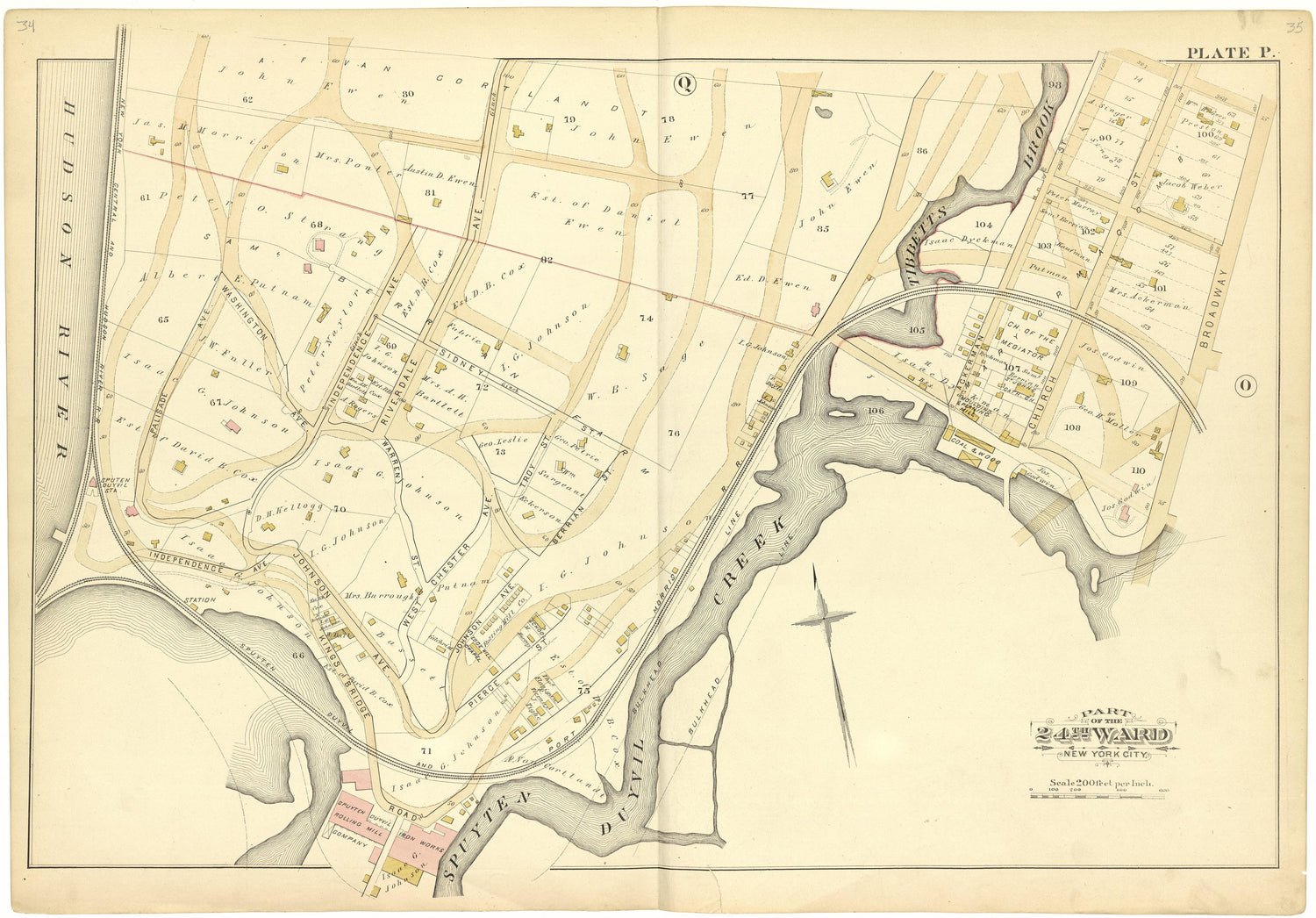 Part of the 24th Ward New York City - Plate P from Atlas of the 24th Ward, City of New York : from Actual Surveys and Official Records 1882 by Relic Map Company