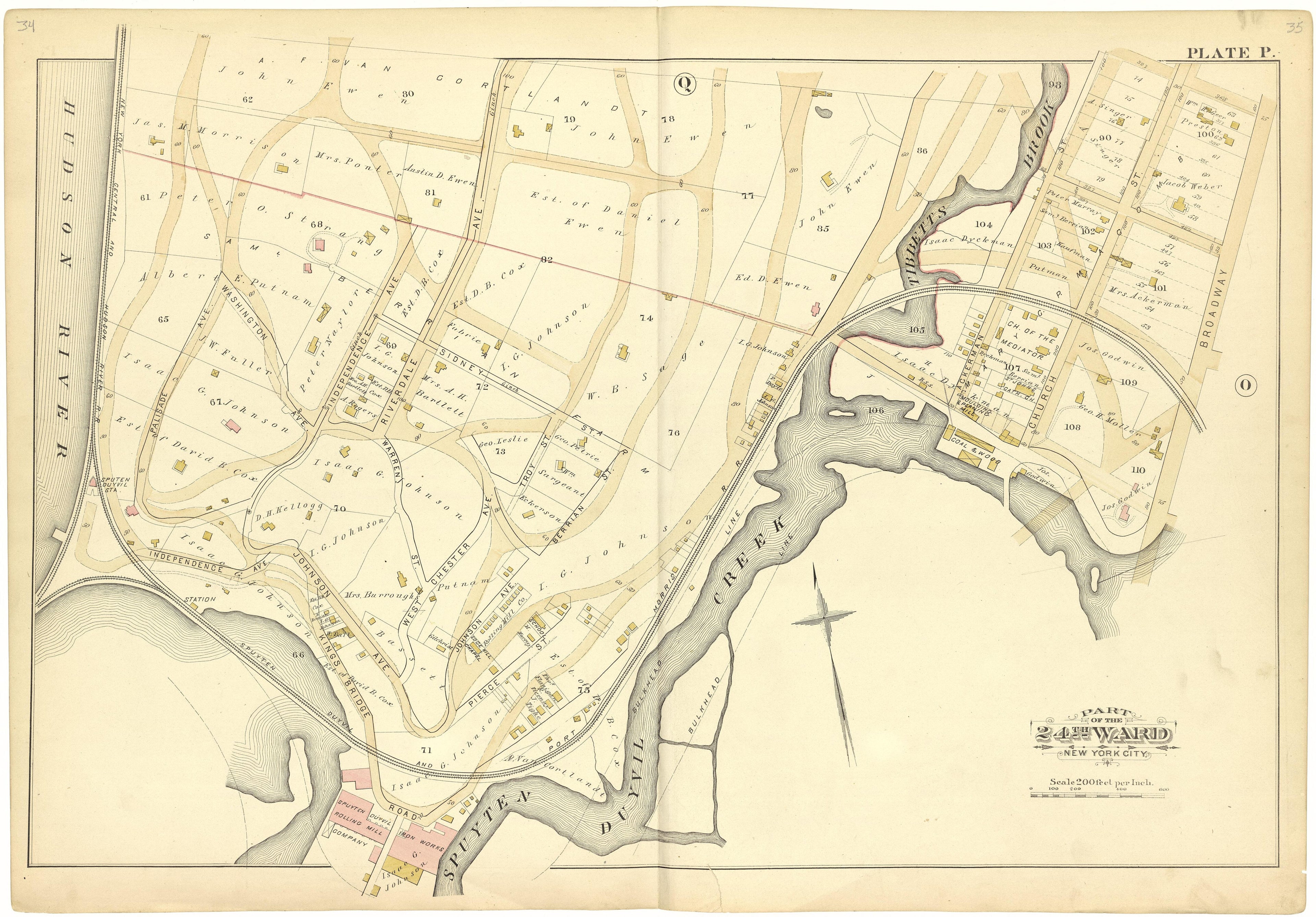 Part of the 24th Ward New York City - Plate P from Atlas of the 24th Ward, City of New York : from Actual Surveys and Official Records 1882 by Relic Map Company