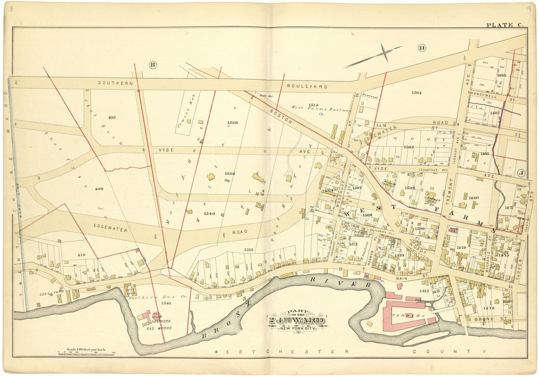 Part of the 24th Ward New York City - Plate C from Atlas of the 24th Ward, City of New York : from Actual Surveys and Official Records 1882 by Relic Map Company