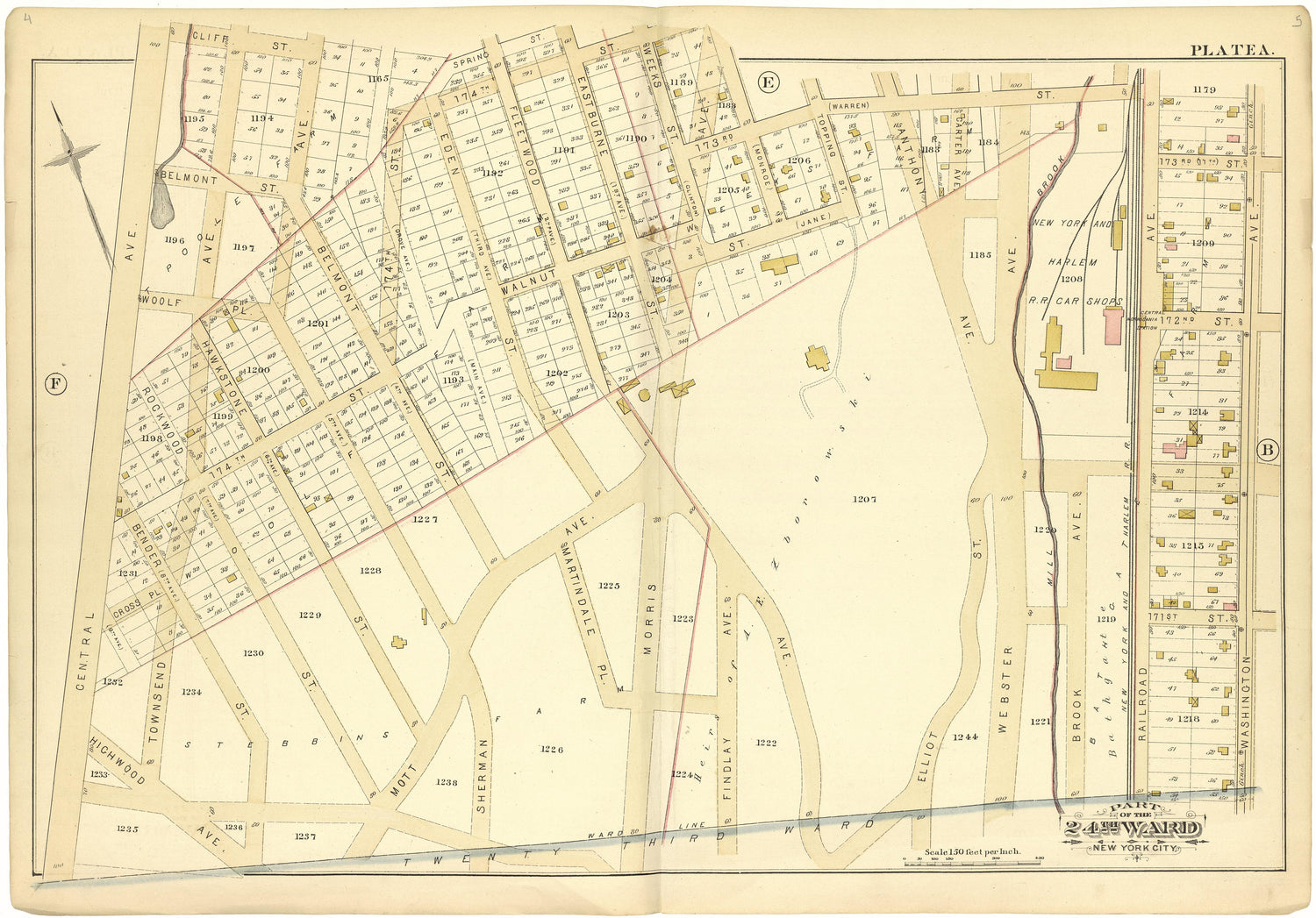 Part of the 24th Ward New York City - Plate a from Atlas of the 24th Ward, City of New York : from Actual Surveys and Official Records 1882 by Relic Map Company