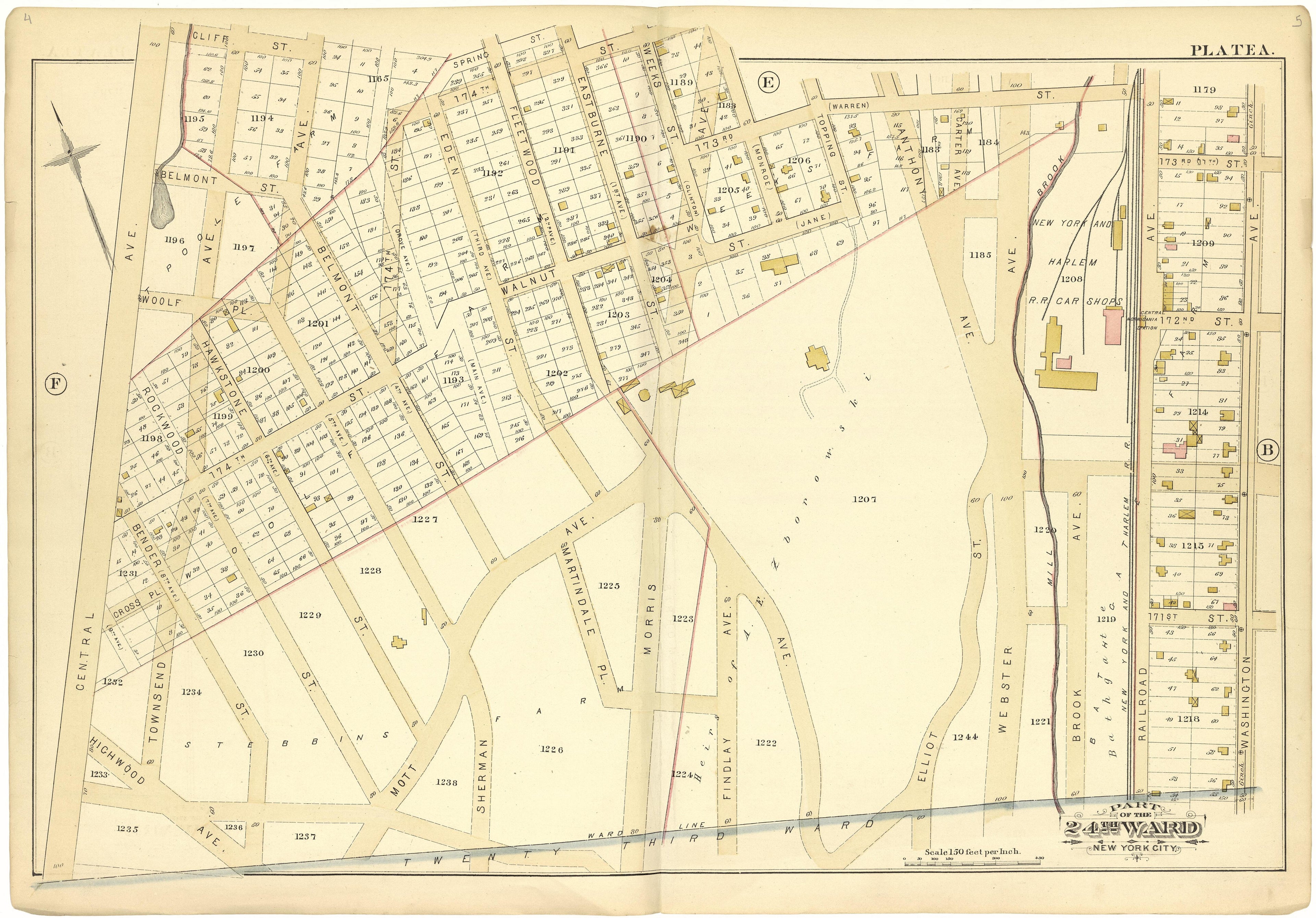 Part of the 24th Ward New York City - Plate a from Atlas of the 24th Ward, City of New York : from Actual Surveys and Official Records 1882 by Relic Map Company