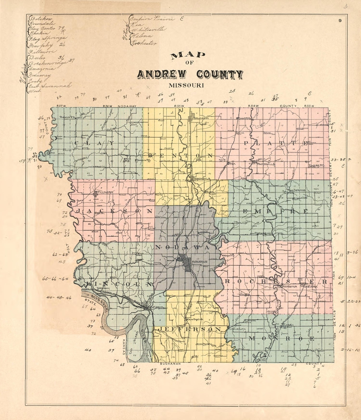 Map of Andrew County, Missouri from Atlas of Andrew County, Missouri : Including Plats of the Villiages sic, Cities and Townships of the County, a Map of the State and of the United States, Patrons&
