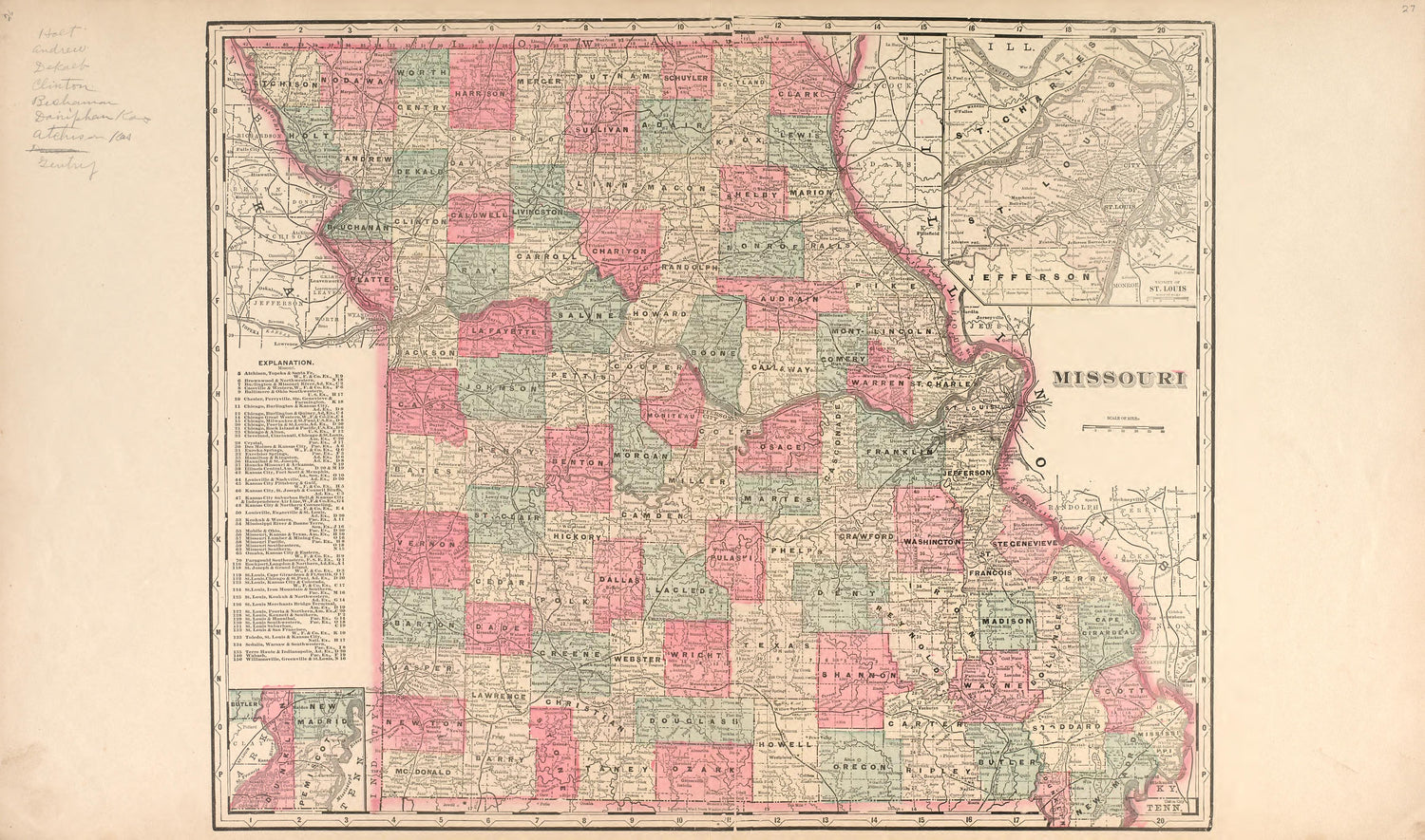 Missouri from Atlas of Andrew County, Missouri : Including Plats of the Villiages sic, Cities and Townships of the County, a Map of the State and of the United States, Patrons&