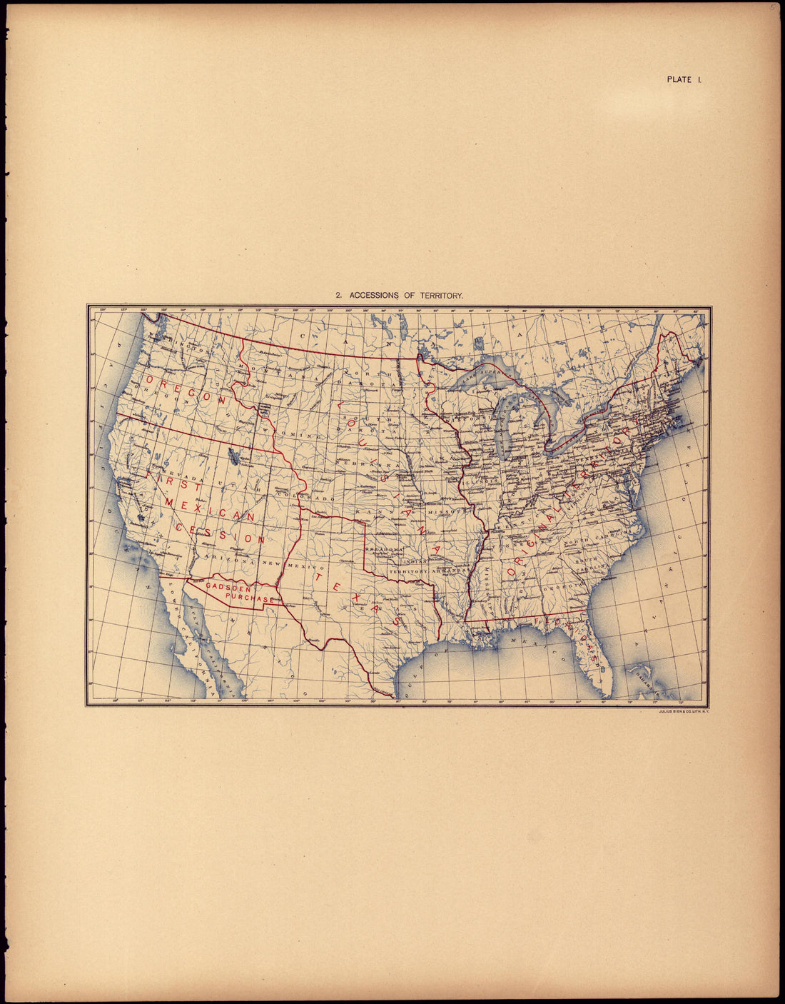Accessions of Territory from Statistical Atlas of the United States, Based Upon the Results of the Eleventh Census 1898 by Relic Map Company