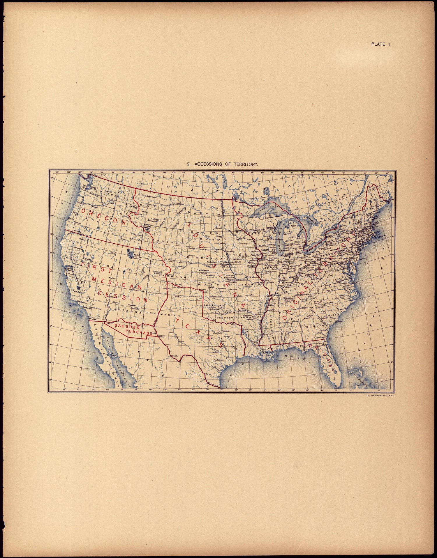 Accessions of Territory from Statistical Atlas of the United States, Based Upon the Results of the Eleventh Census 1898 by Relic Map Company