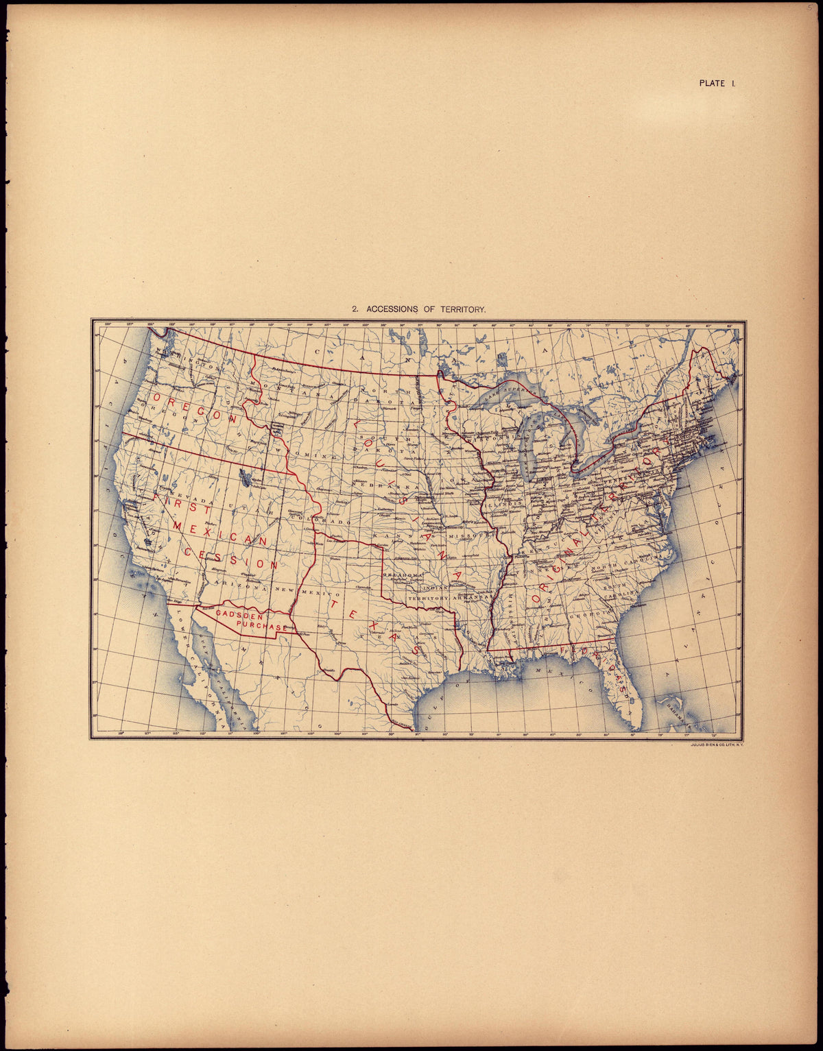 Accessions of Territory from Statistical Atlas of the United States, Based Upon the Results of the Eleventh Census 1898 by Relic Map Company