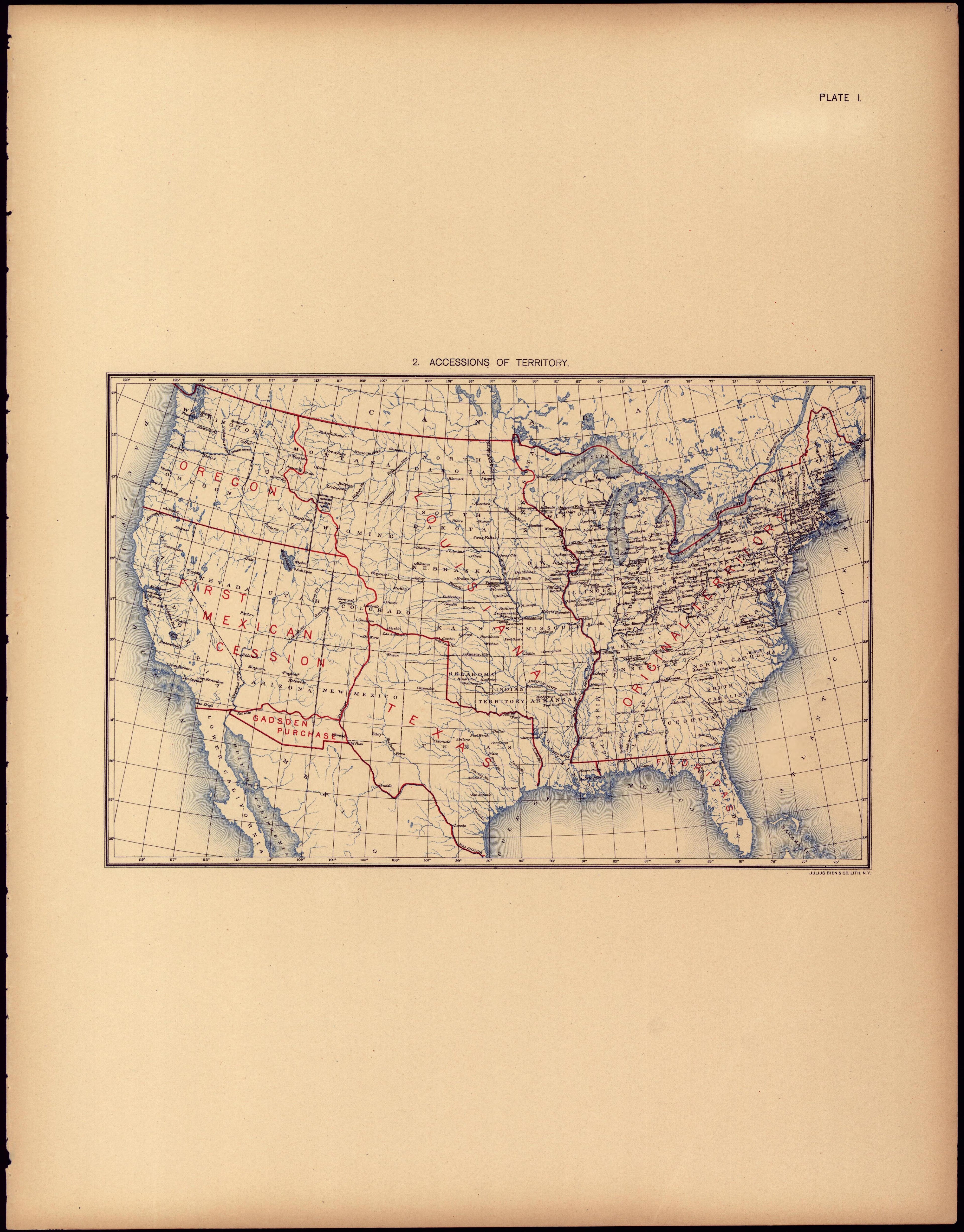 Accessions of Territory from Statistical Atlas of the United States, Based Upon the Results of the Eleventh Census 1898 by Relic Map Company