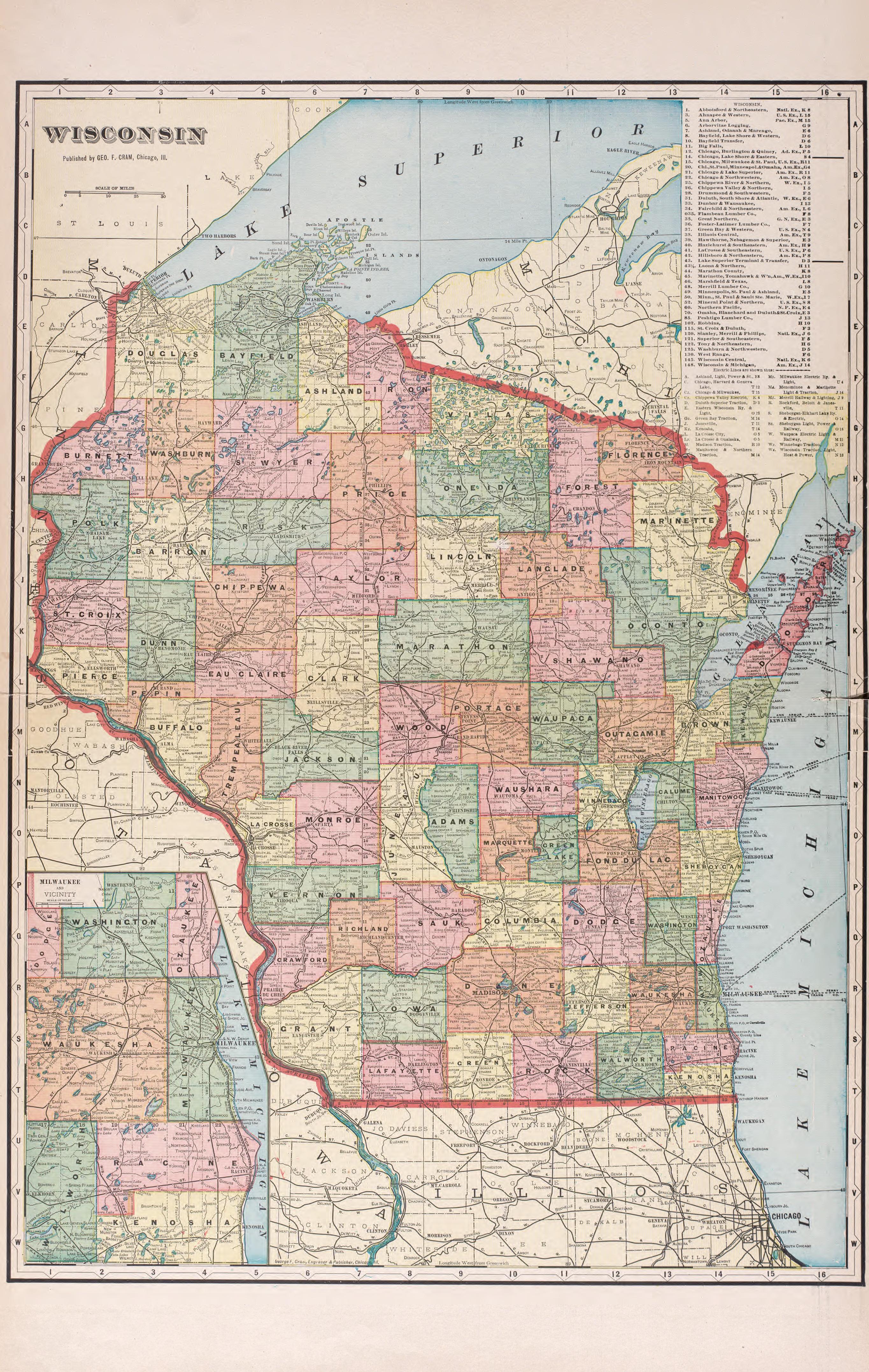 Wisconsin from Atlas of Waushara County, Wisconsin : Containing Maps of Villages, Cities and Townships of the County, Maps of State and United States 1906 by Relic Map Company