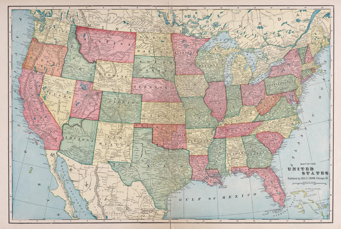 United States from Atlas of Waushara County, Wisconsin : Containing Maps of Villages, Cities and Townships of the County, Maps of State and United States 1906 by Relic Map Company