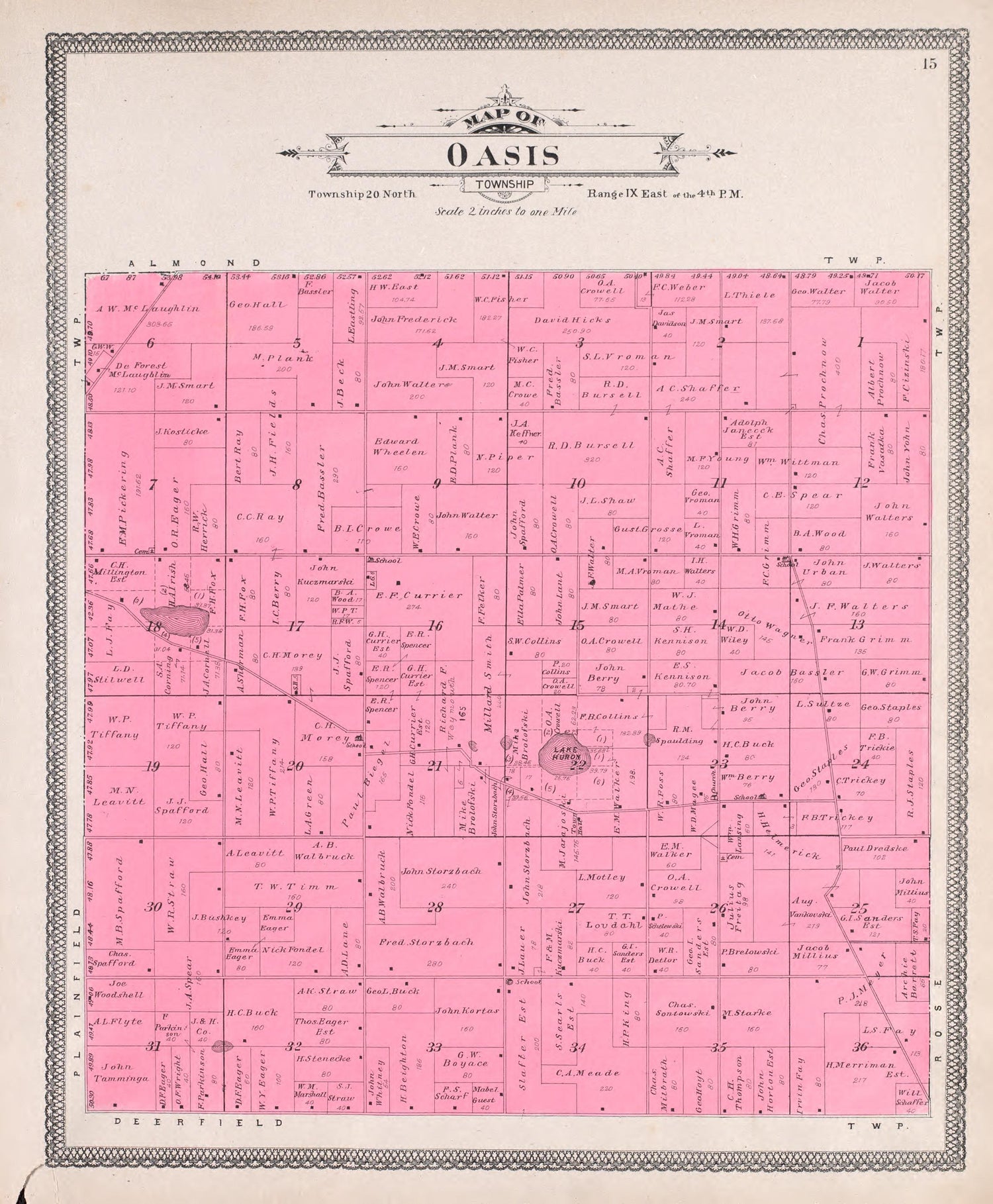 Oasis from Atlas of Waushara County, Wisconsin : Containing Maps of Villages, Cities and Townships of the County, Maps of State and United States 1906 by Relic Map Company