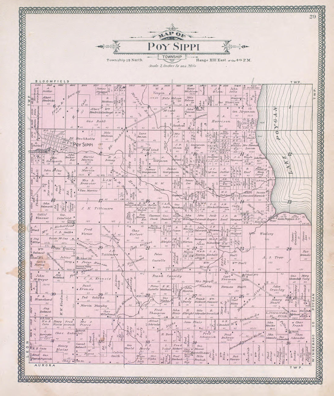 Poy Sippi from Atlas of Waushara County, Wisconsin : Containing Maps of Villages, Cities and Townships of the County, Maps of State and United States 1906 by Relic Map Company