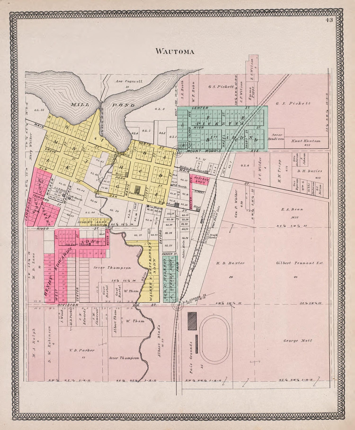 Wautoma from Atlas of Waushara County, Wisconsin : Containing Maps of Villages, Cities and Townships of the County, Maps of State and United States 1906 by Relic Map Company