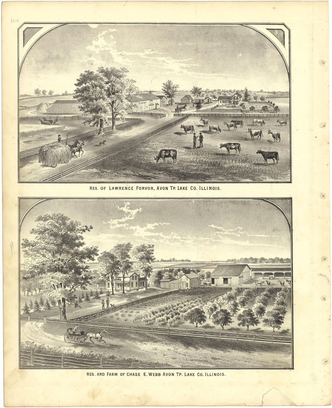 Illustrations - Residences from Illustrated Atlas of Lake County, Illinois : Containing Maps of Every Township In the County, With Village and City Plats : Also Maps of Michigan ... Texas, and Washington Territory : Compiled … 1885 by Relic Map Company
