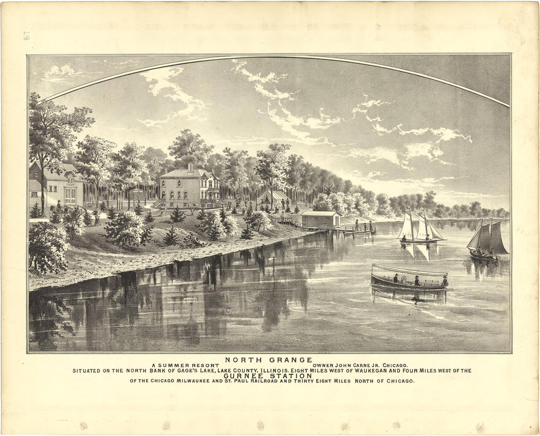 Illustration - North Grange from Illustrated Atlas of Lake County, Illinois : Containing Maps of Every Township In the County, With Village and City Plats : Also Maps of Michigan ... Texas, and Washington Territory : Compiled … 1885 by Relic Map Company