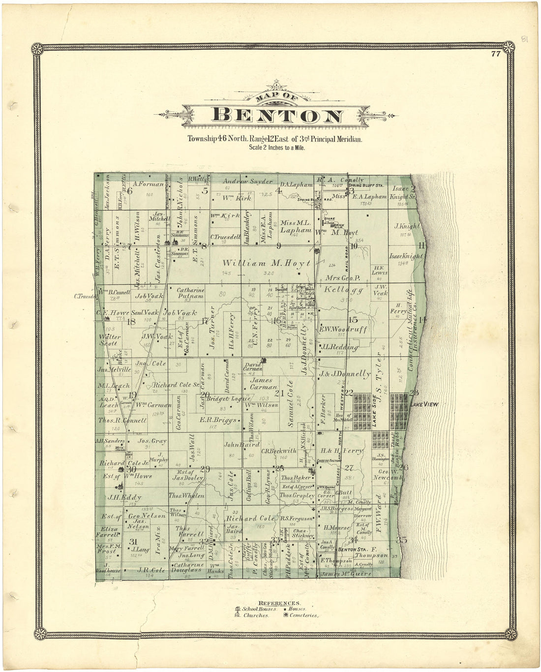 Map of Benton from Illustrated Atlas of Lake County, Illinois : Containing Maps of Every Township In the County, With Village and City Plats : Also Maps of Michigan ... Texas, and Washington Territory : Compiled … 1885 by Relic Map Company